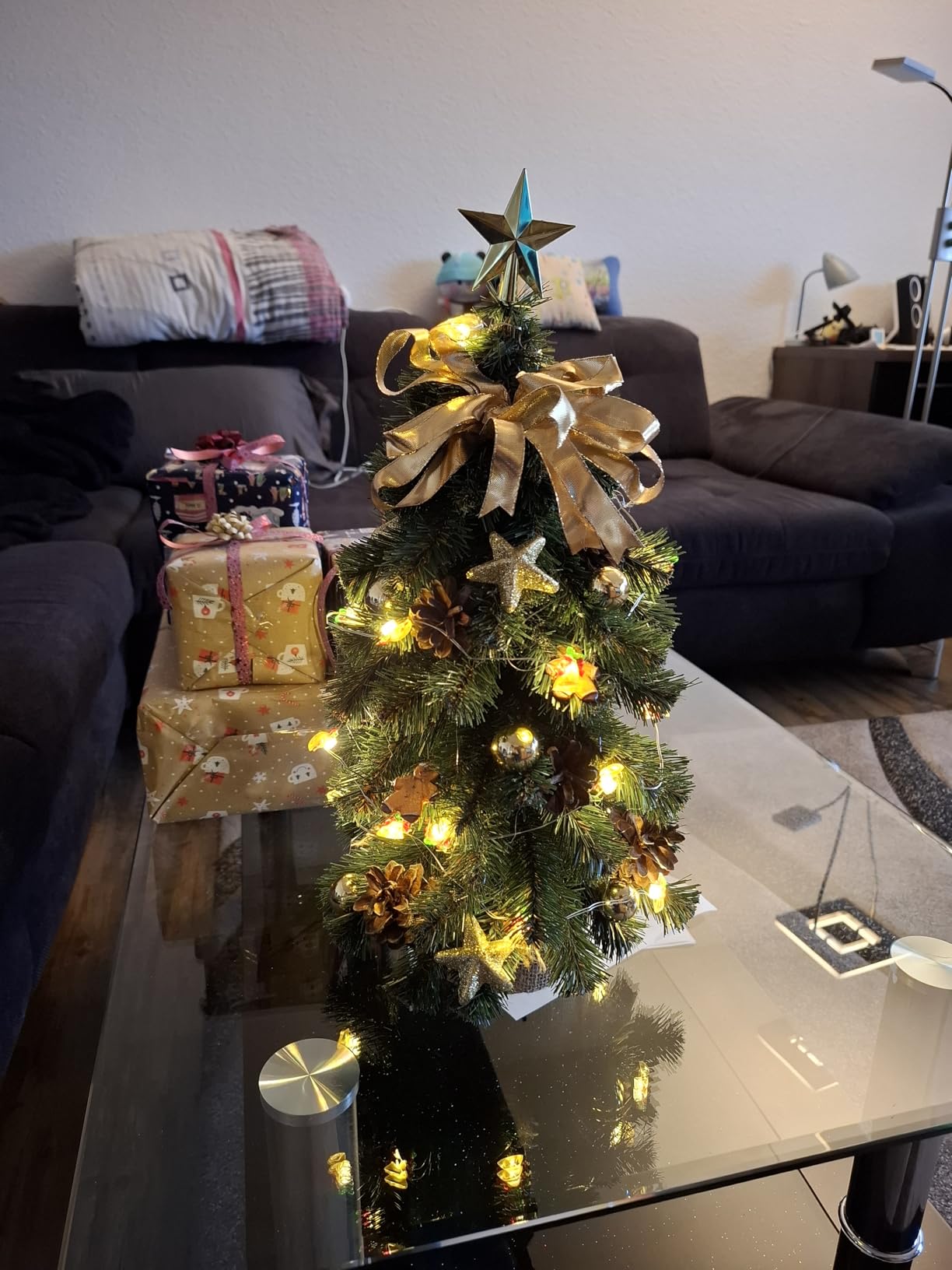 Creative Home Albero di Natale Oro 40 cm Addobbato da Tavolo