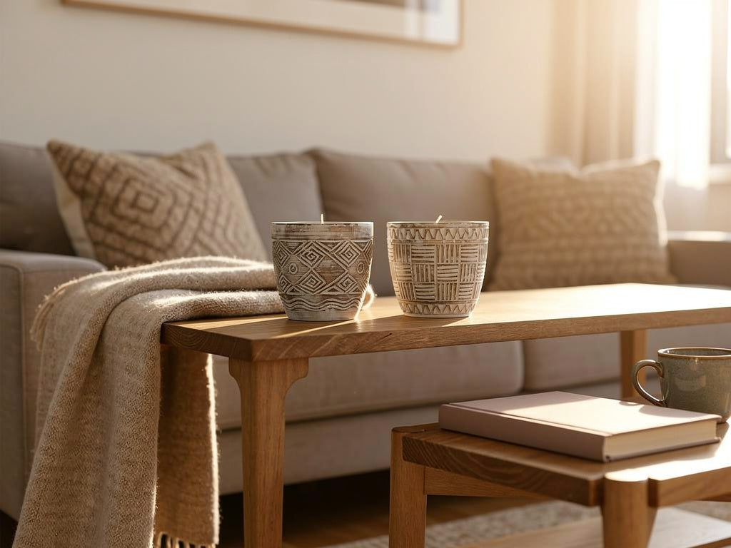 DKD Home Decor Set 2 Candele Vaso Legno 15 cm