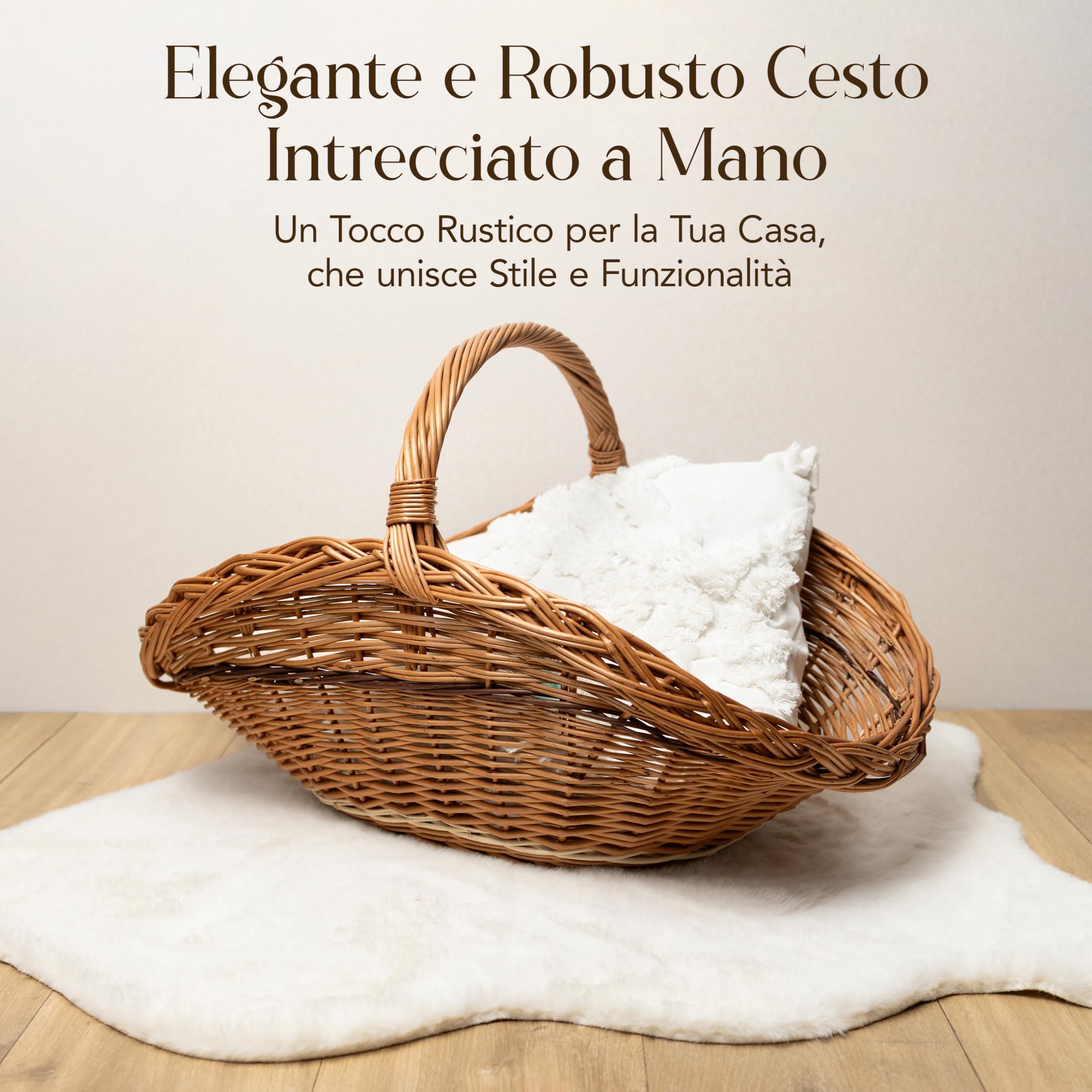 Creative Home Cesto Portalegna in Vimini 67x41x43 cm Marrone