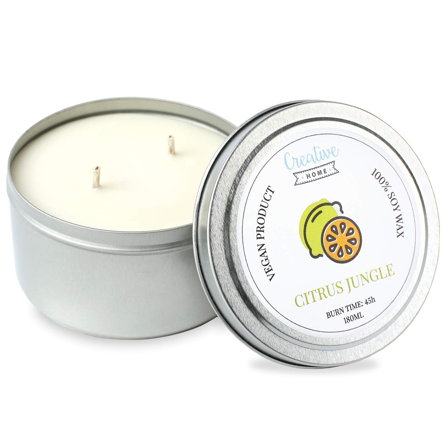Creative Home Candela Profumata Agrumi Cera di Soia 180 ml