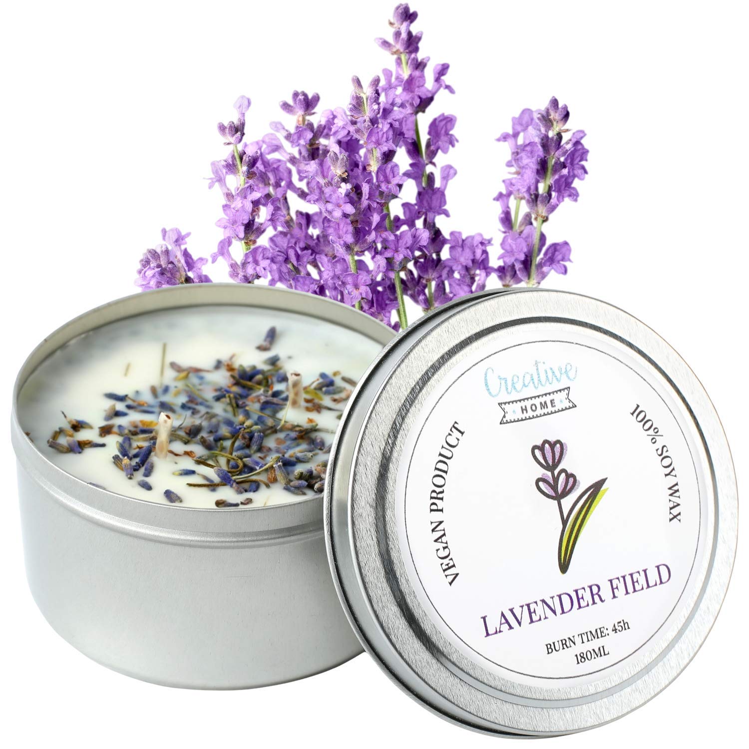 Creative Home Candela Profumata Lavanda 180 ml Cera di Soia