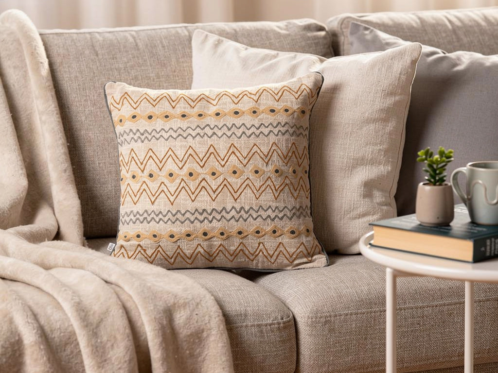 Home ESPRIT Ikat Cuscino Beige 45x45 cm Ricamato