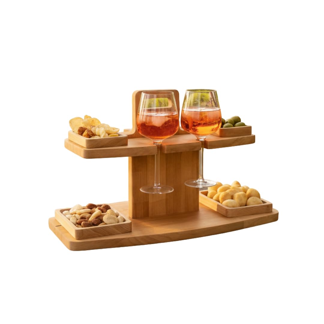 Inca vassoio aperitivo 2 ripiani legno faggio 4 vassoi