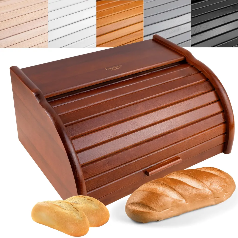 Creative Home Portapane Legno Coperchio Scorrevole 38 cm Marrone