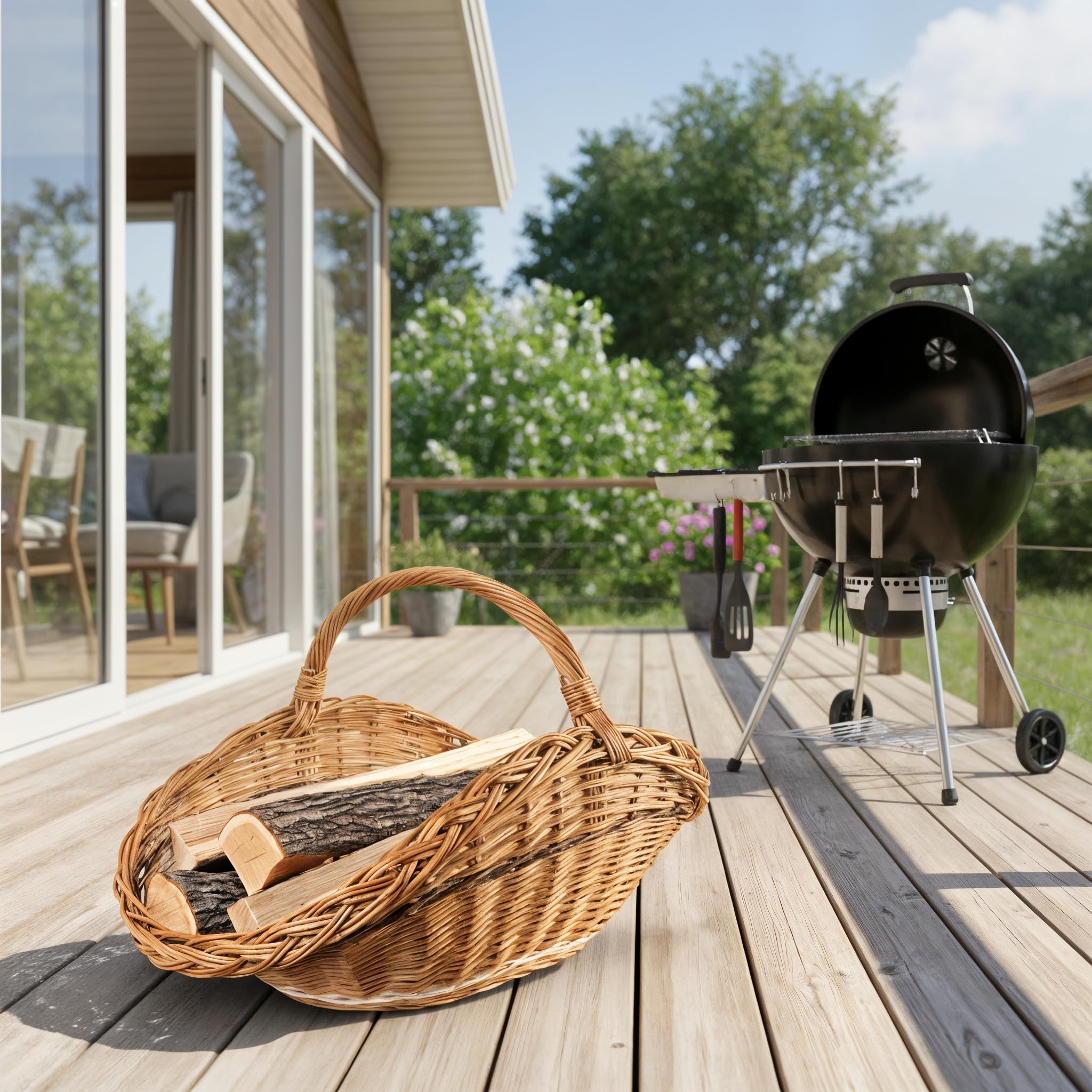 Creative Home Cesto Portalegna in Vimini 67x41x43 cm Marrone