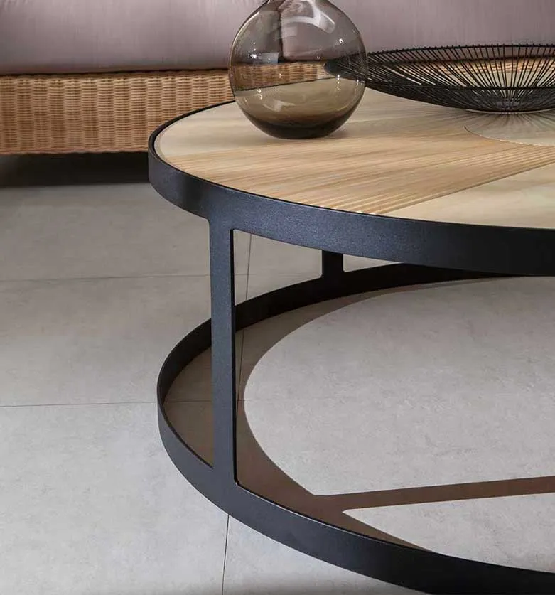 Mila Maurizi Bea tavolino salotto ferro faggio rattan