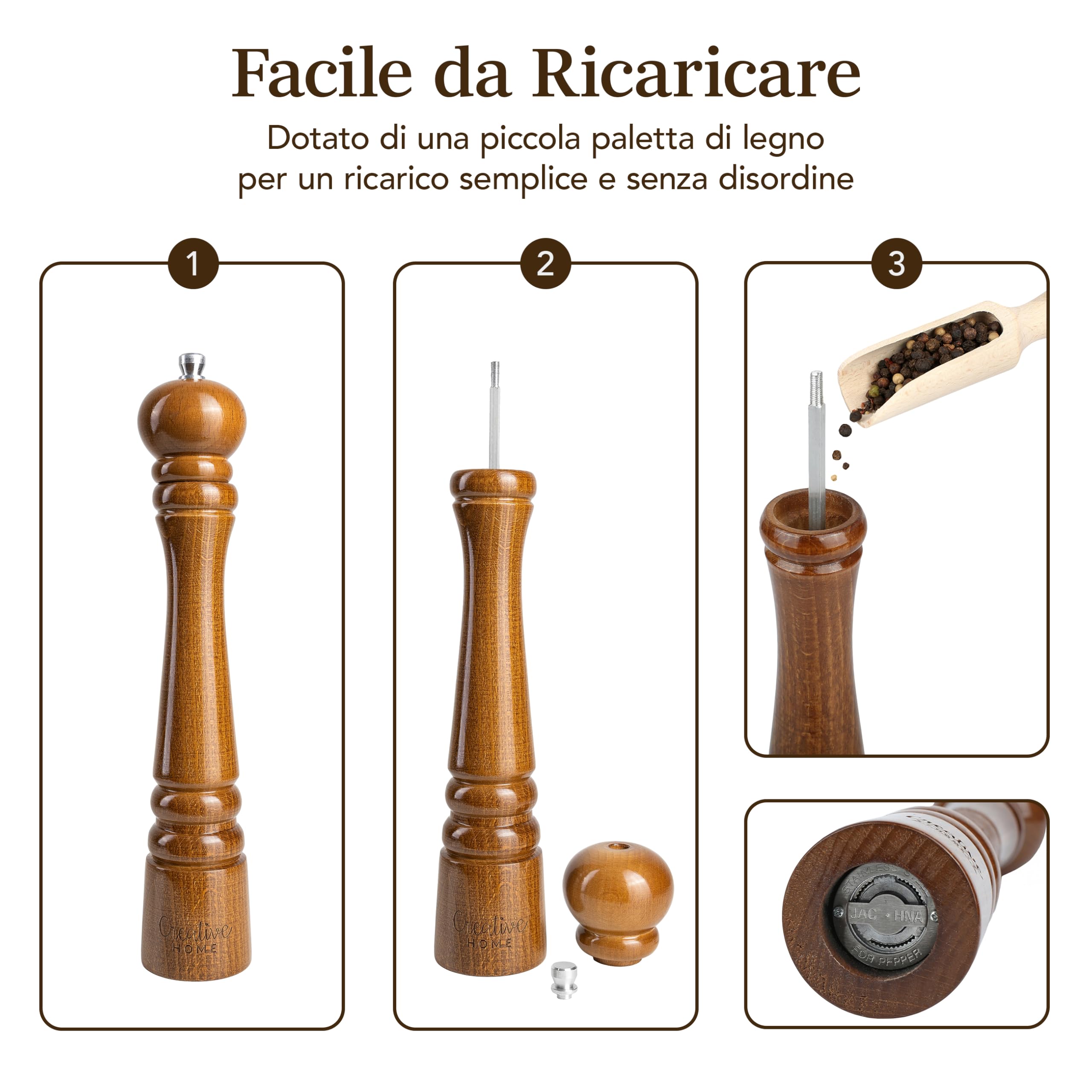 Creative Home set 2 macinini 31,5 cm faggio manuale