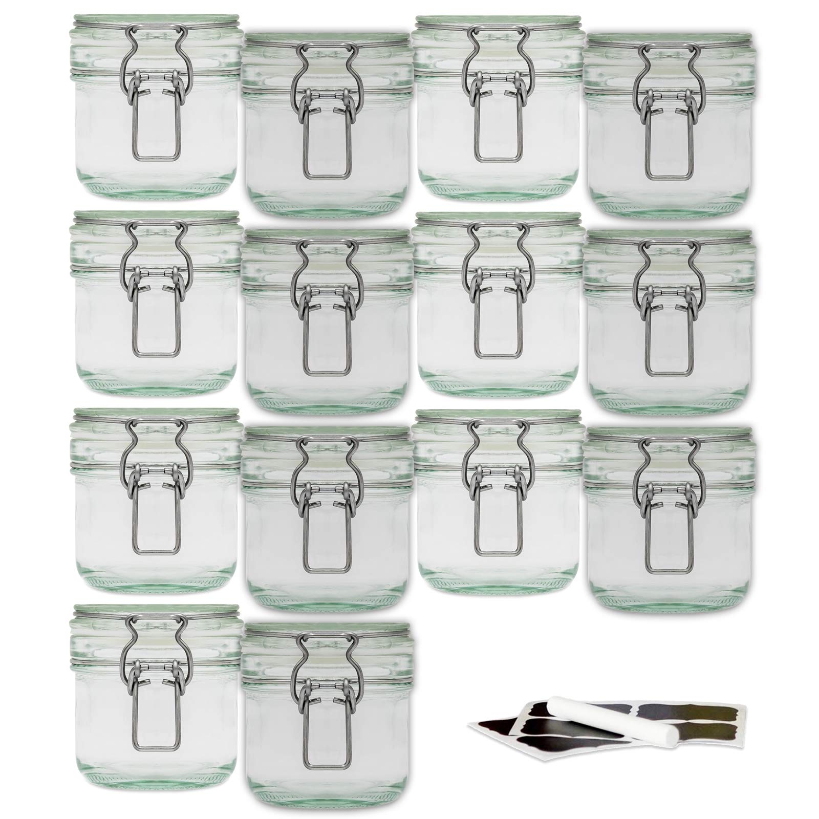 Creative Home Set 14 Barattoli Vetro Chiusura Clip 200 ml