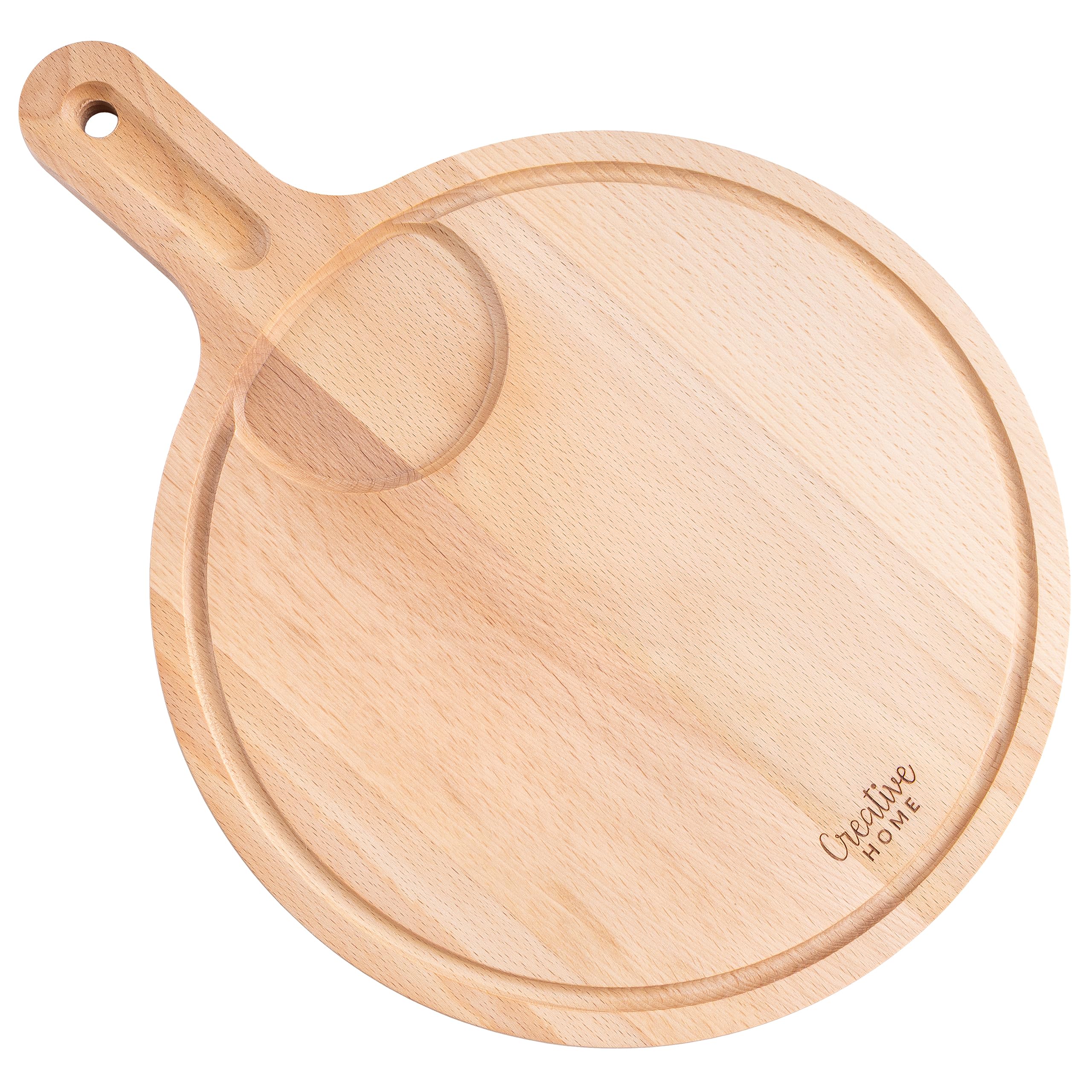 Creative Home Tagliere Rotondo Legno Faggio 40x30 cm con Manico