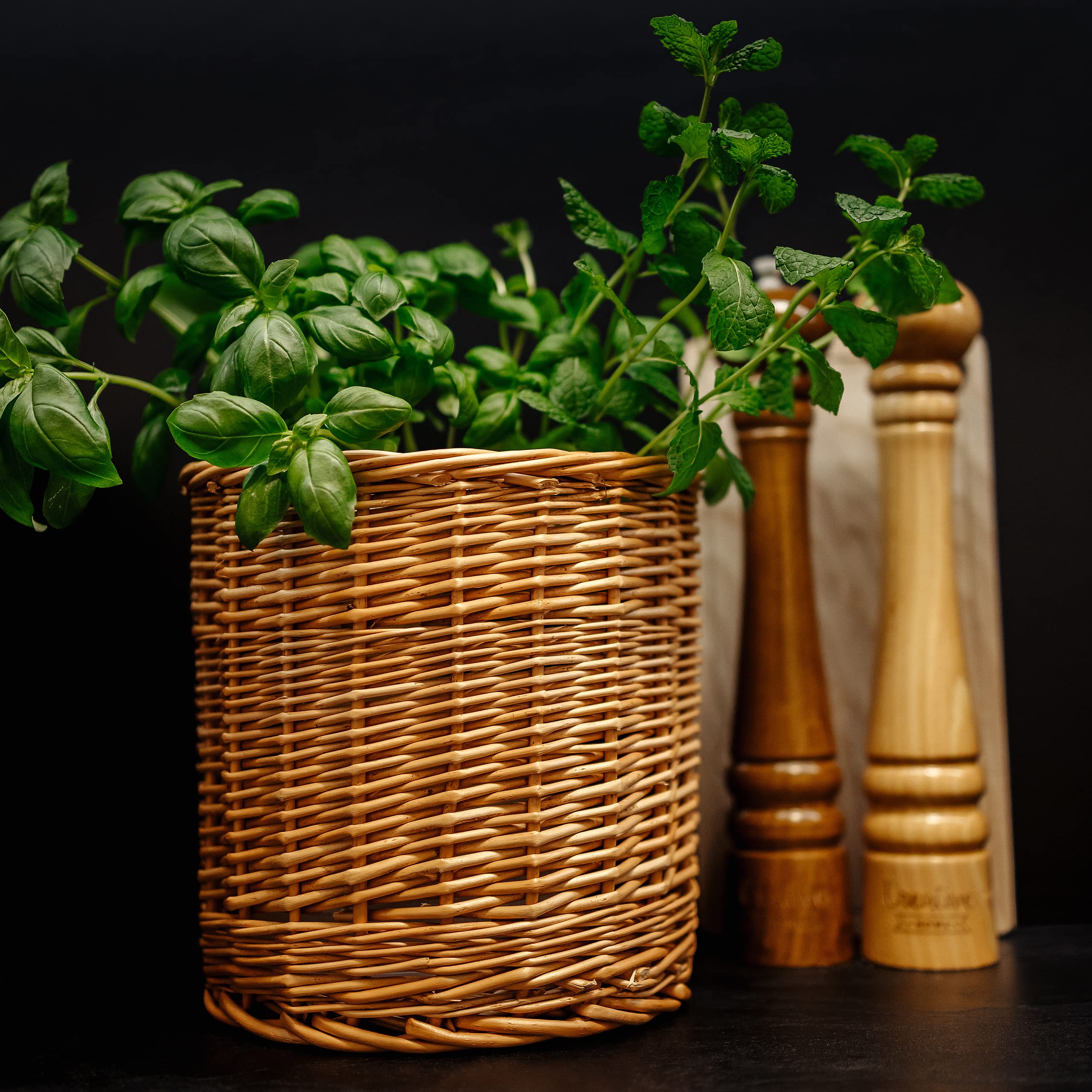 Creative Home Cesto in Vimini 21x21x21 cm Coprivaso Marrone