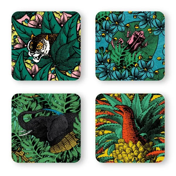 Gangzaï Safari D266 set 4 sottobicchieri per la tavola