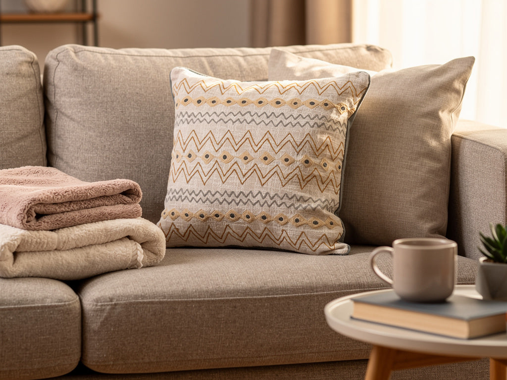Home ESPRIT Ikat Cuscino Beige 45x45 cm Ricamato