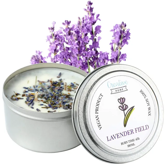 Creative Home Candela Profumata Lavanda 180 ml Cera di Soia