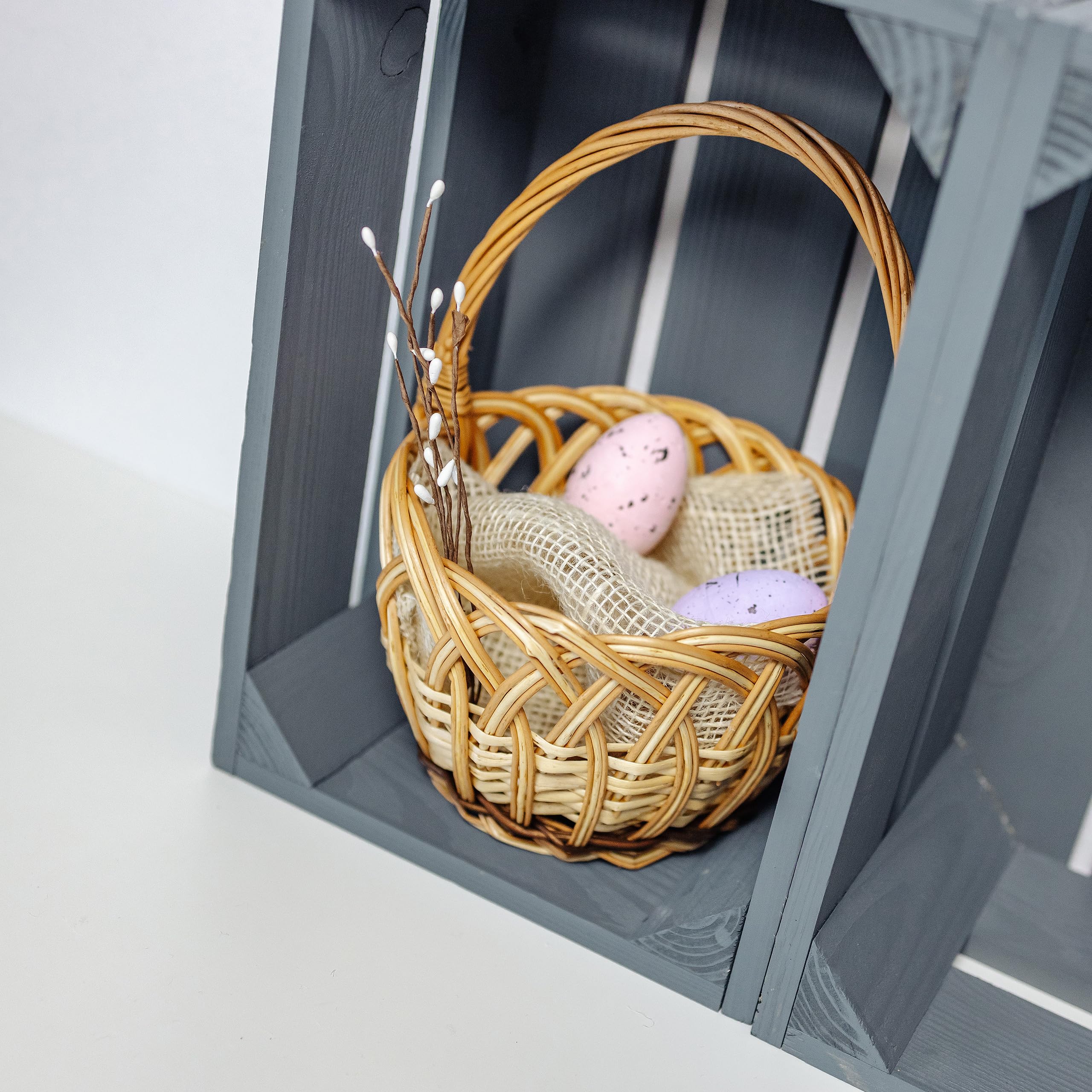 Creative Home cestino in vimini 16x16x23 cm traforato con manico