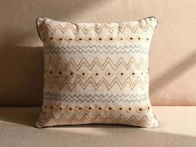 Home ESPRIT Ikat Cuscino Beige 45x45 cm Ricamato