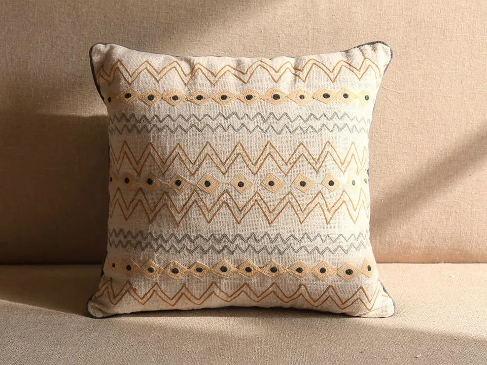 Home ESPRIT Ikat Cuscino Beige 45x45 cm Ricamato