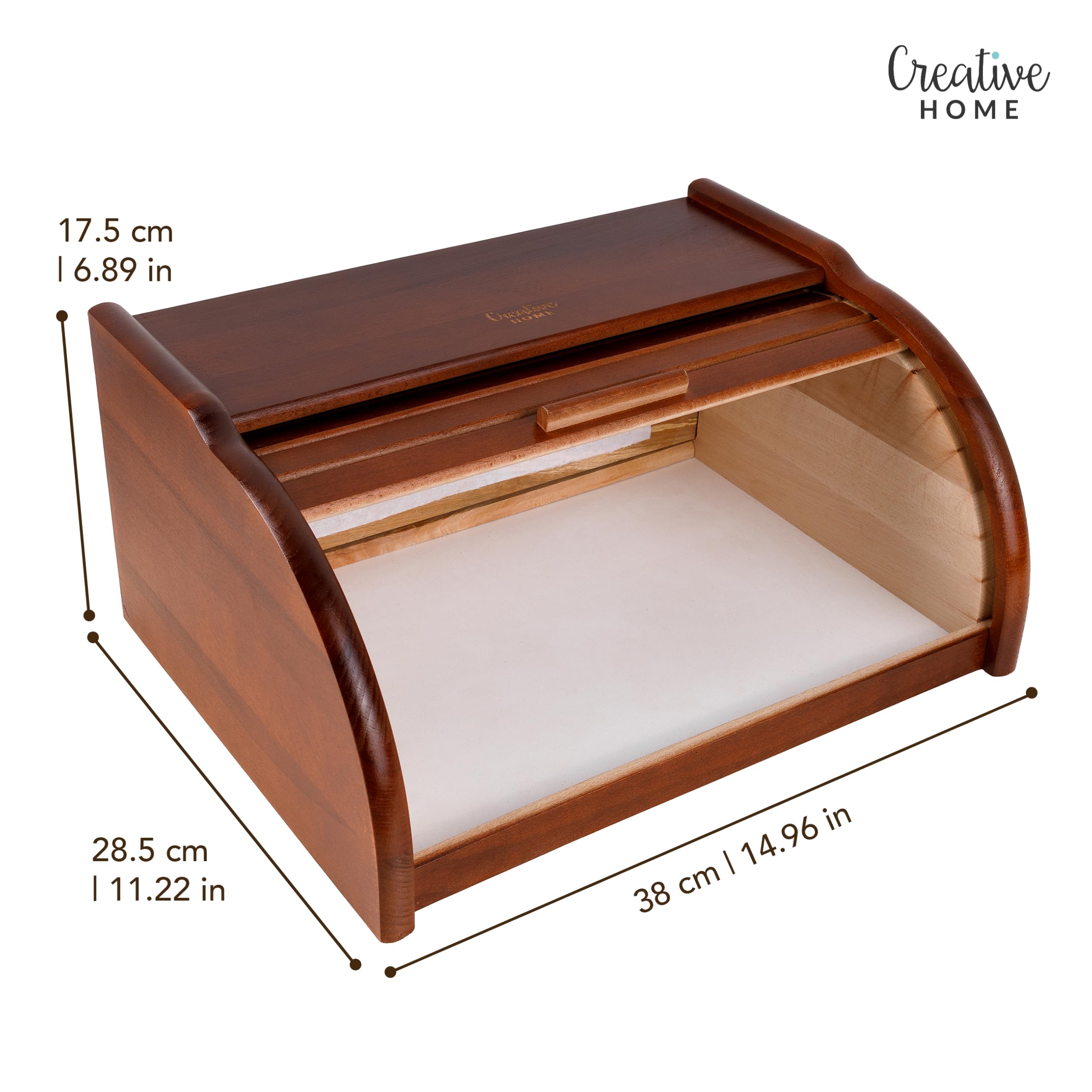 Creative Home Portapane Legno Coperchio Scorrevole 38 cm Marrone