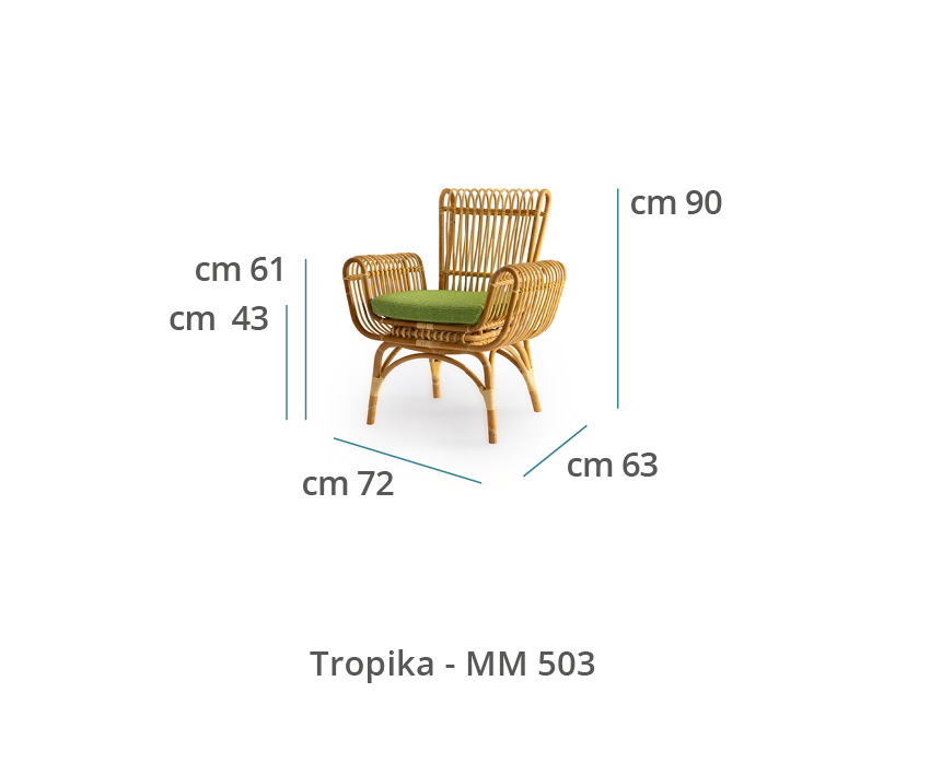 Mila Maurizi Jungle Revival Tropika poltroncina con cuscino