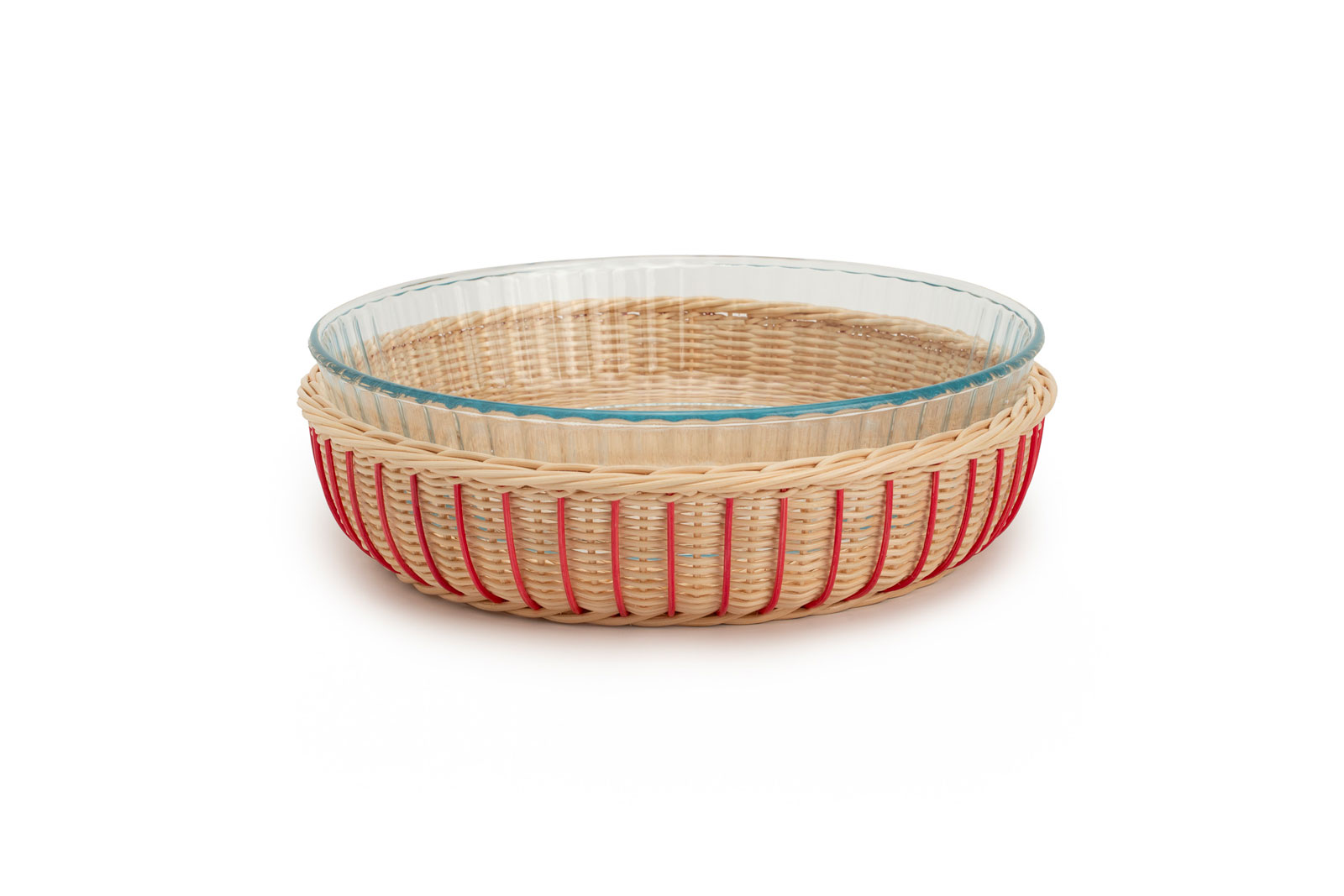 Mila Maurizi Mélodie Cacao b-02 tortiera intrecciata con pyrex rosa