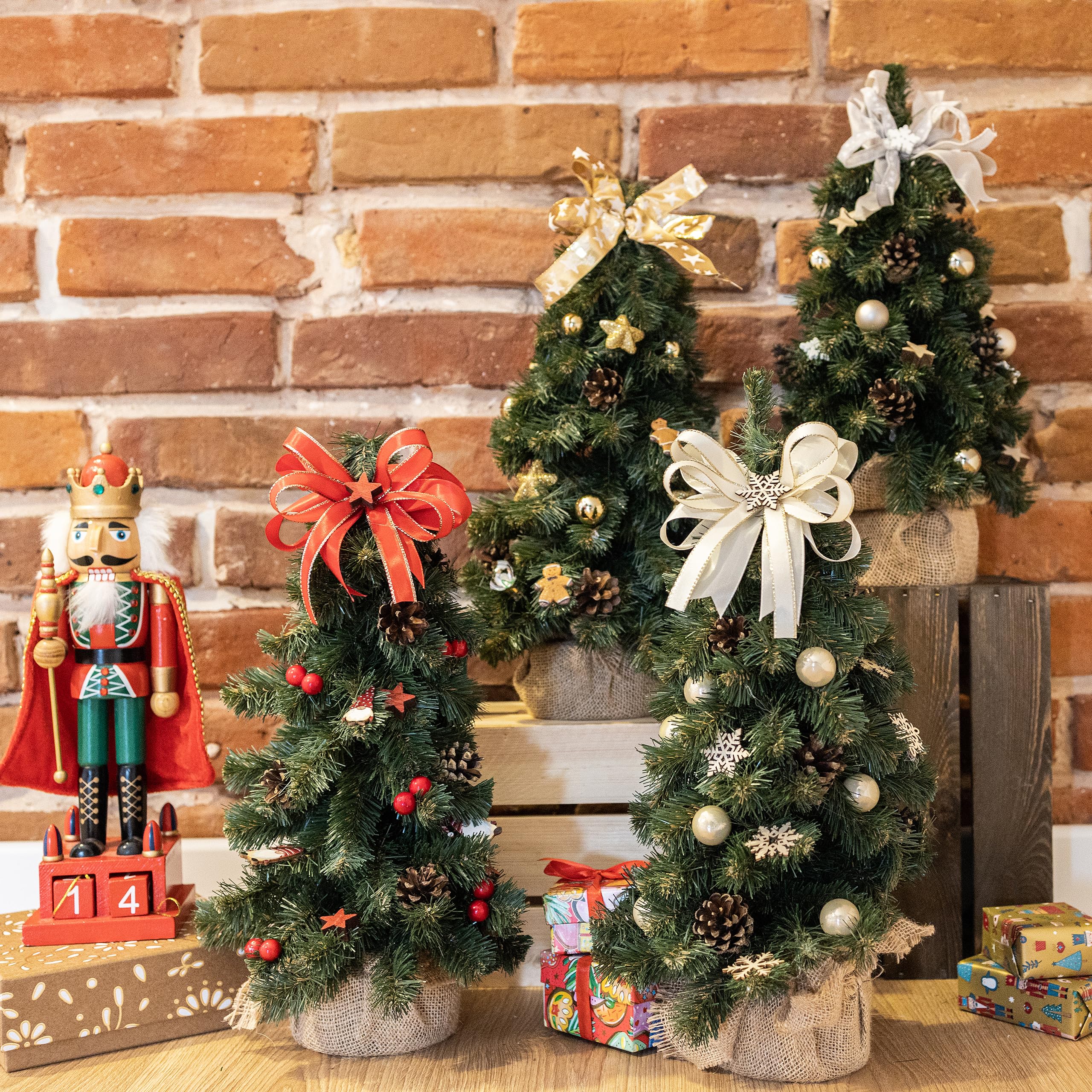 Creative Home Albero di Natale 40cm Crema Già Addobbato