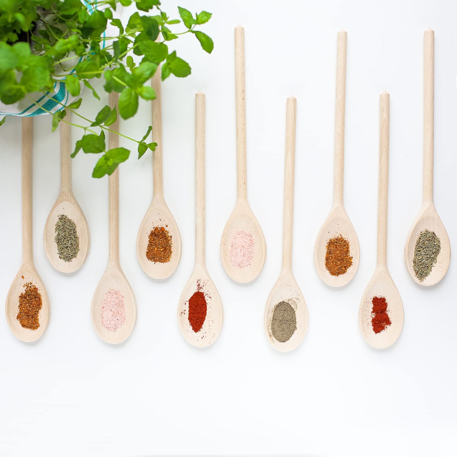 Creative Home Set 10 Cucchiai Legno di Faggio 30 cm