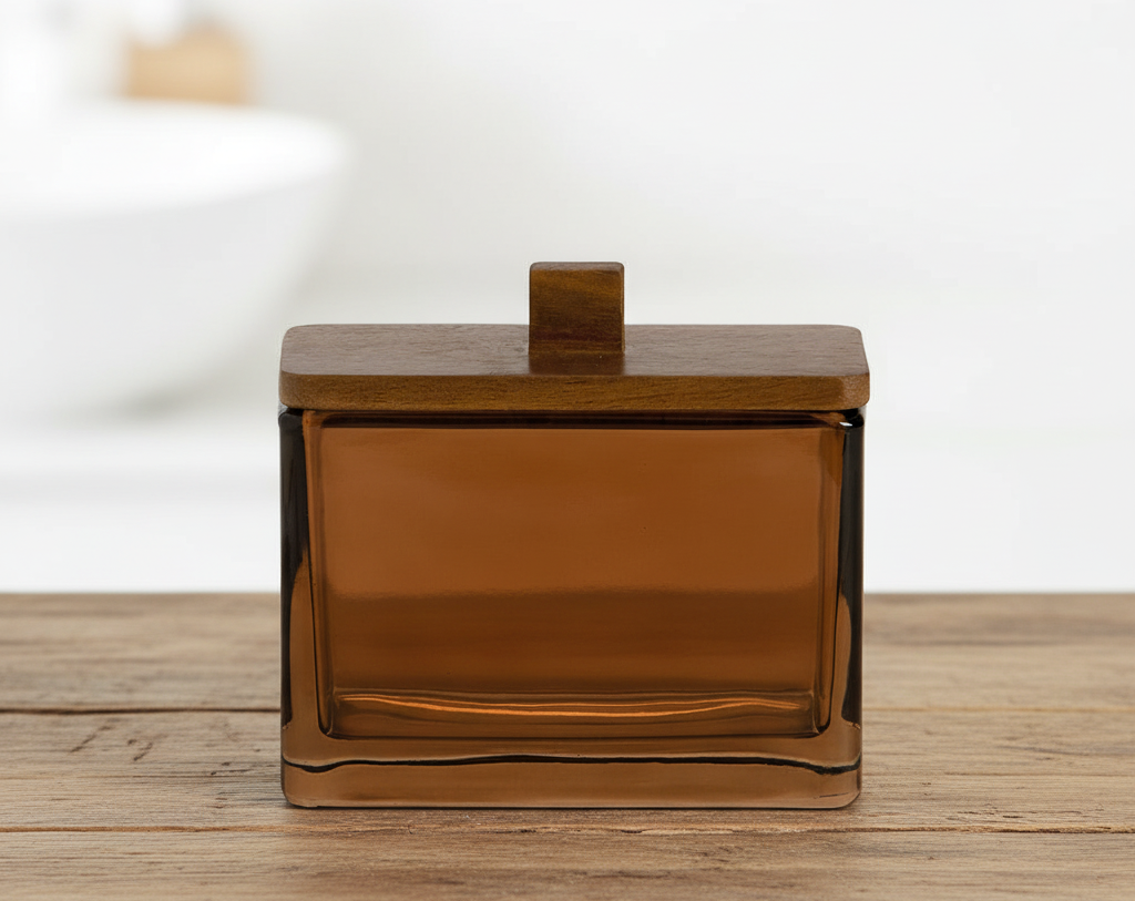 Andrea House Scatola Decorativa Vetro Marrone 11,5 cm