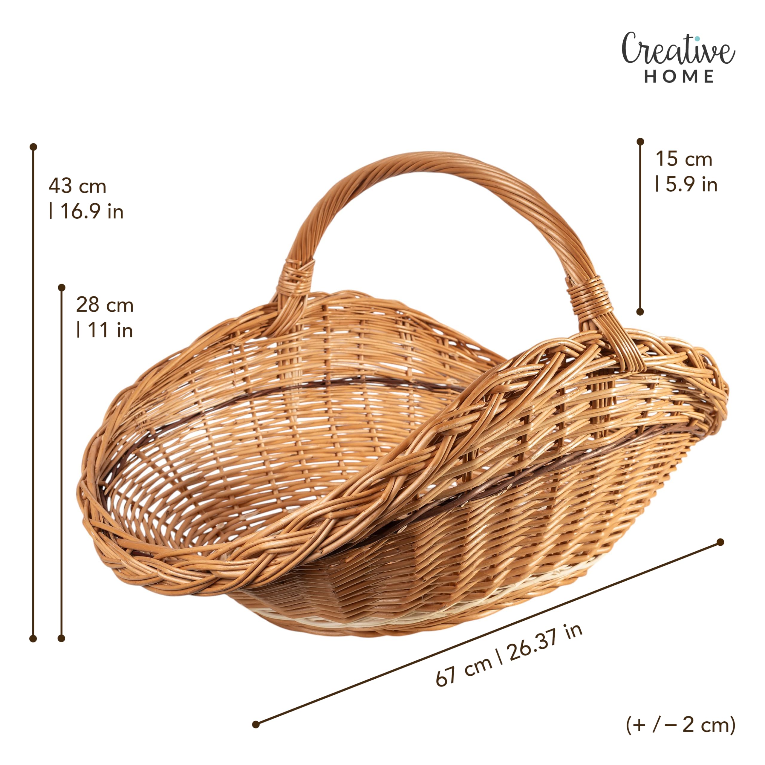 Creative Home Cesto Portalegna in Vimini 67x41x43 cm Marrone