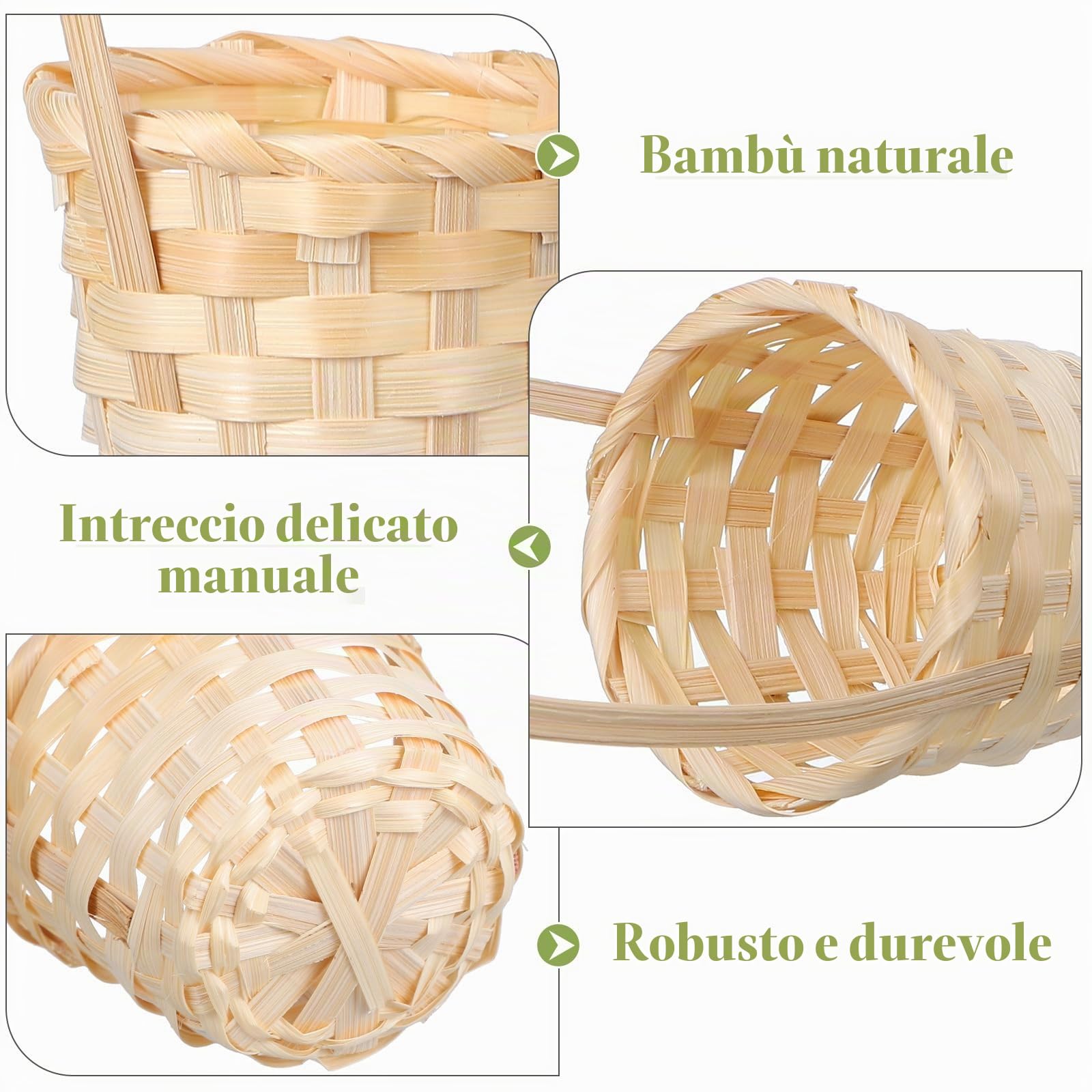MUCKLILY Set 8 Cestini Intrecciati Kaki 8x20cm 9x17cm