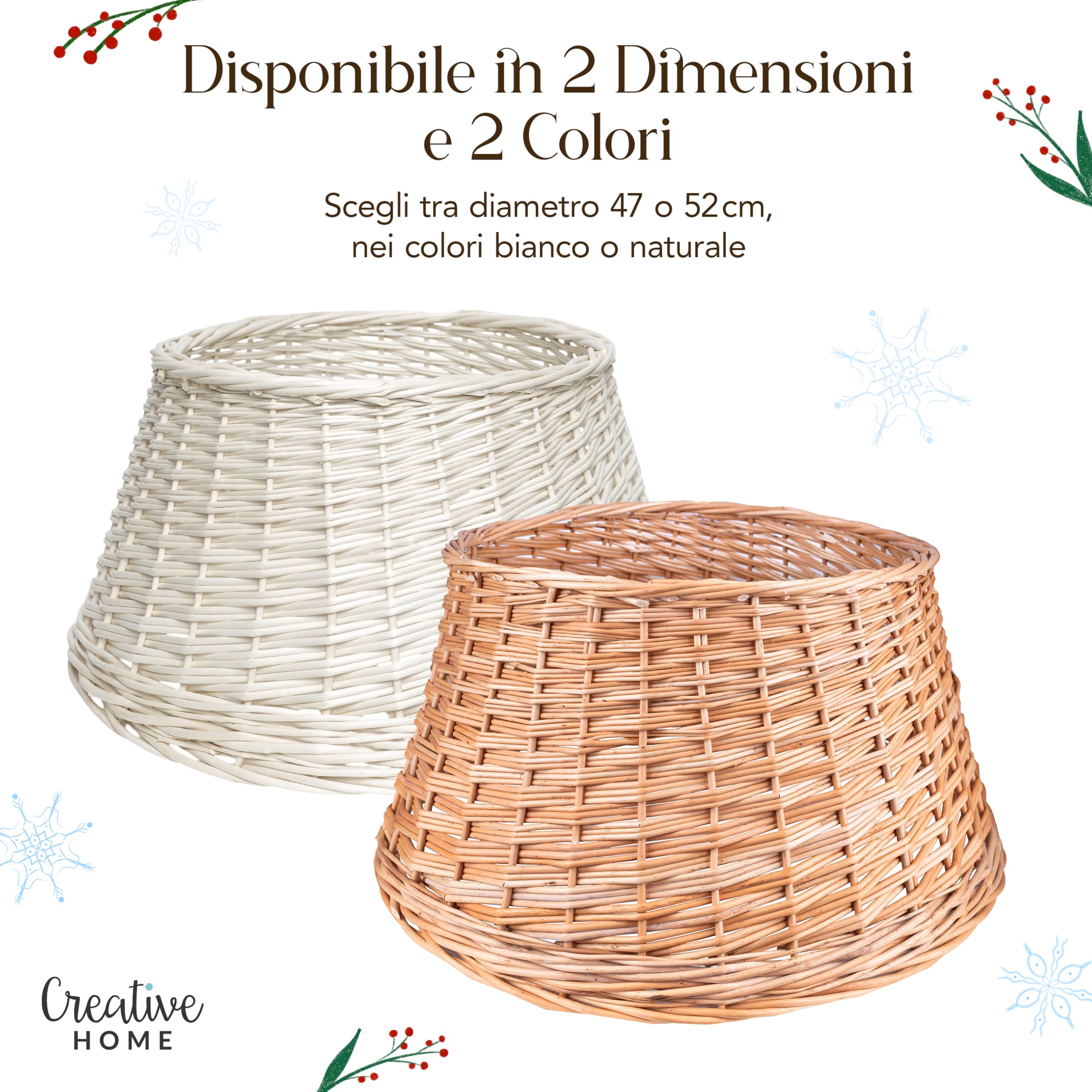 Creative Home Collare Albero Natale Vimini Bianco Ø 46x24 cm