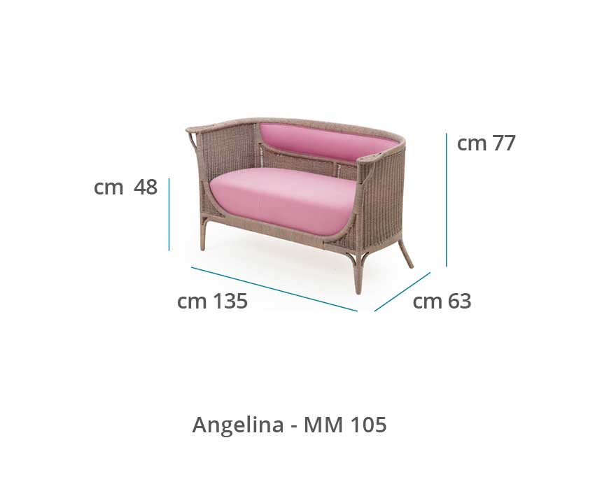 Mila Maurizi Angelina divano 2 posti rattan midollino