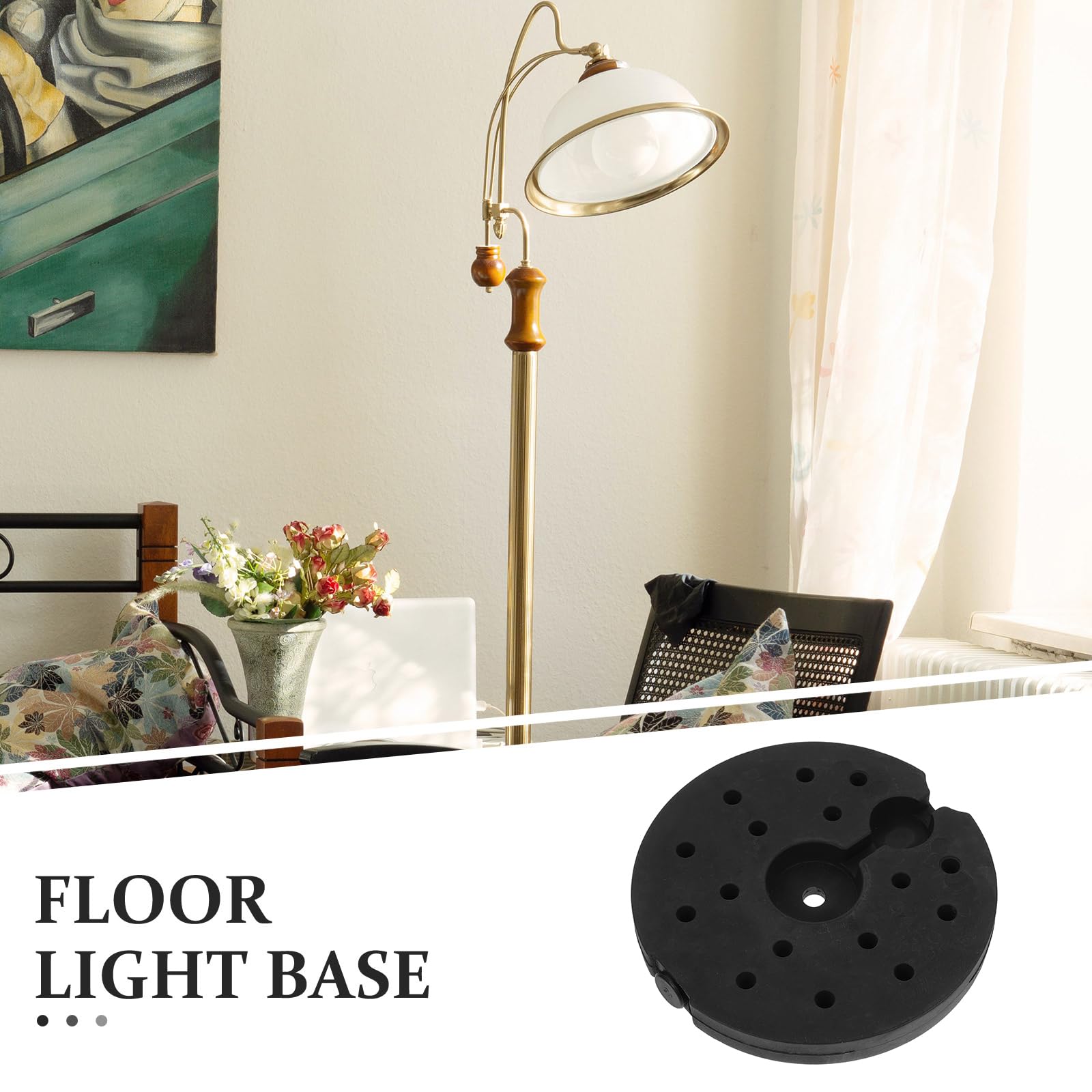 MUCKLILY Base Lampada da Tavolo Ferro Nera Rotonda 19 cm