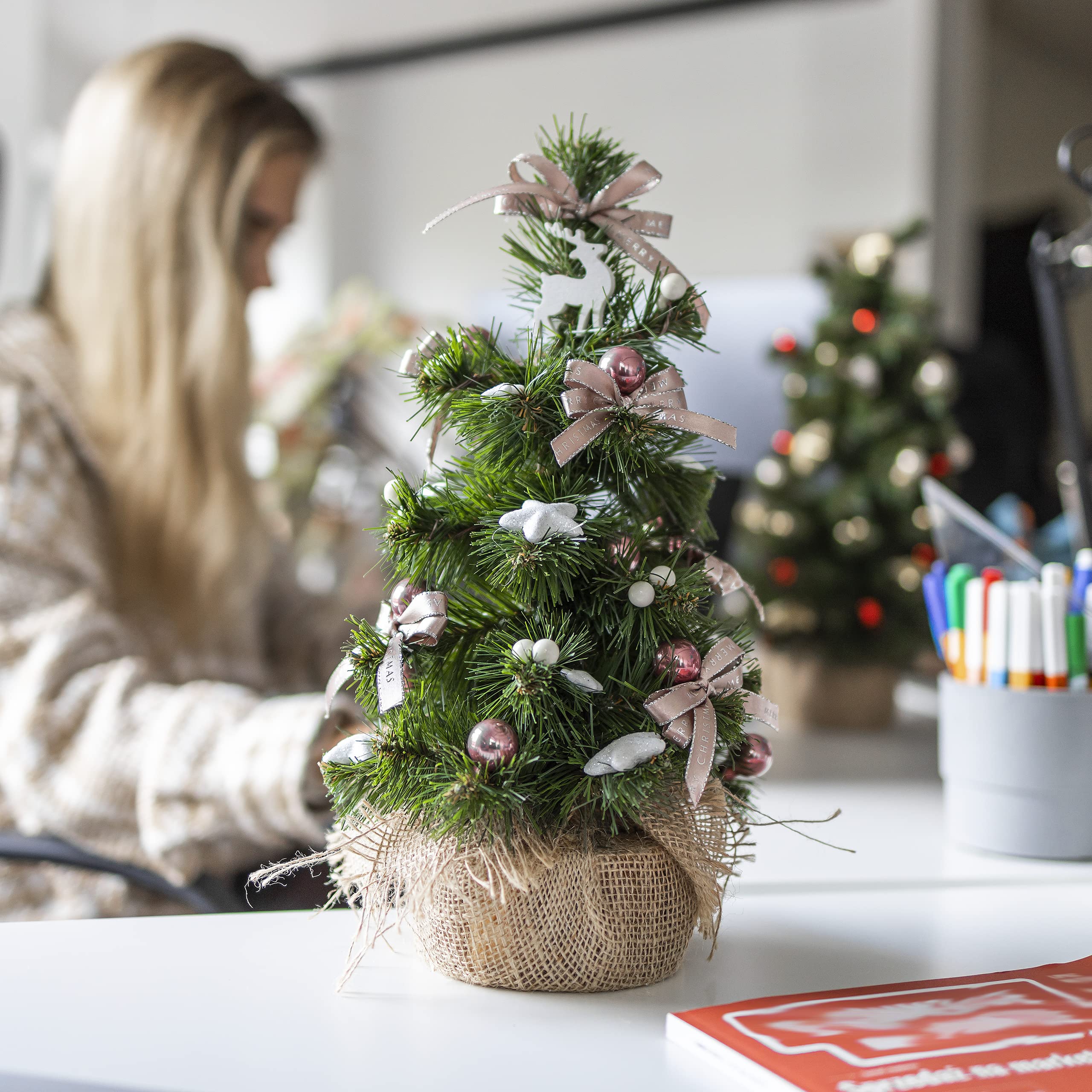 Creative Home Albero di Natale Artificiale 30 cm con Base Juta