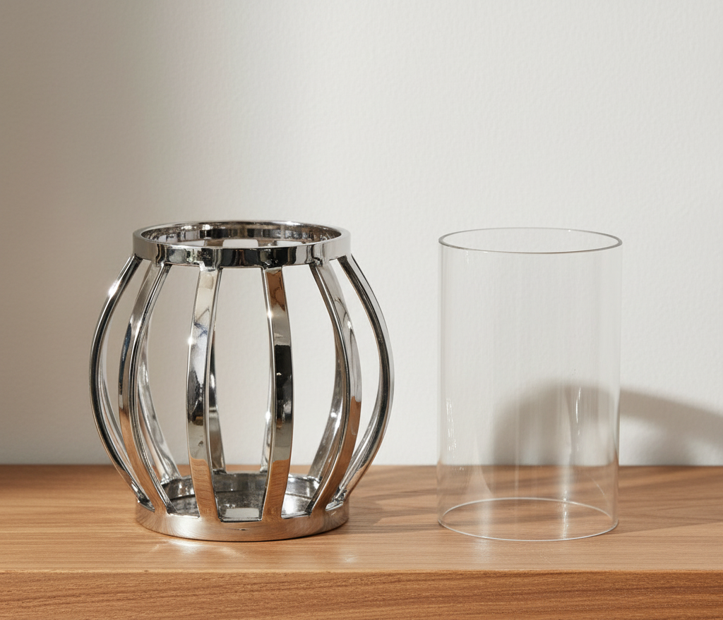 Home ESPRIT Portacandele Acciaio Vetro Argentato 19 cm