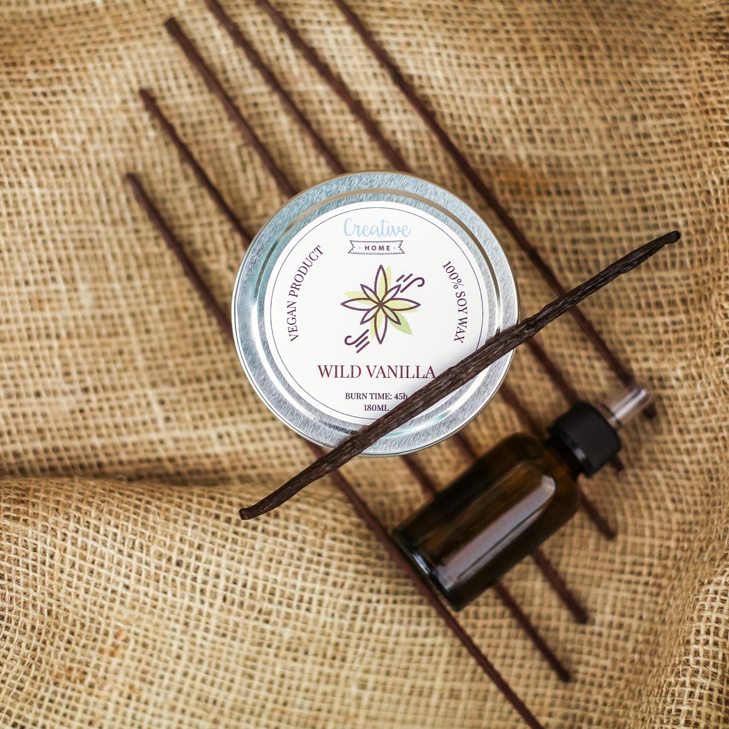 Creative Home Candela Profumata Vaniglia 180 ml Cera di Soia