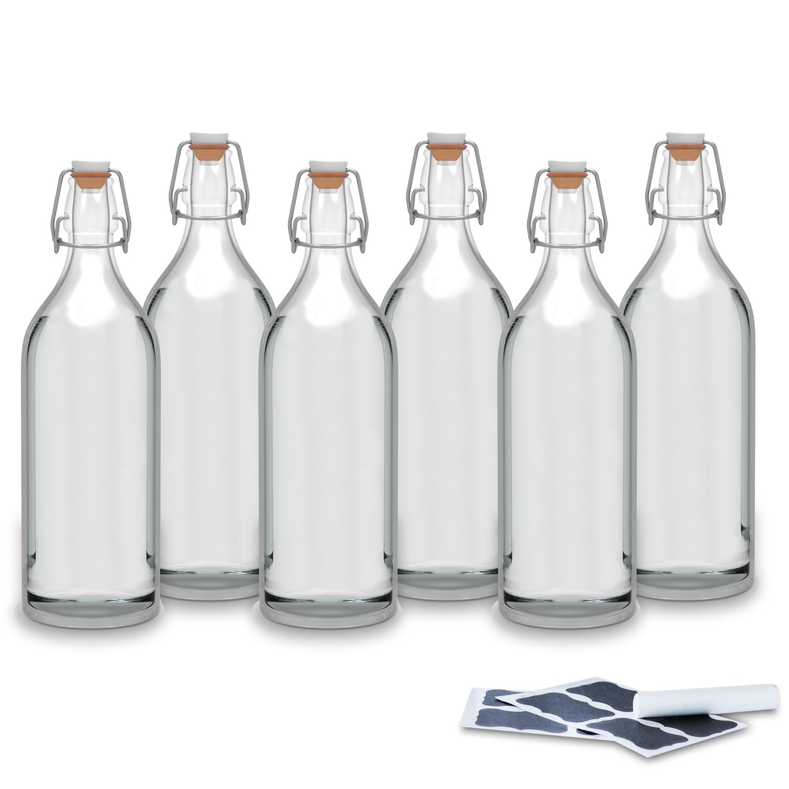 Creative Home Bottiglie Vetro 1 L Set 6 Tappo Ermetico