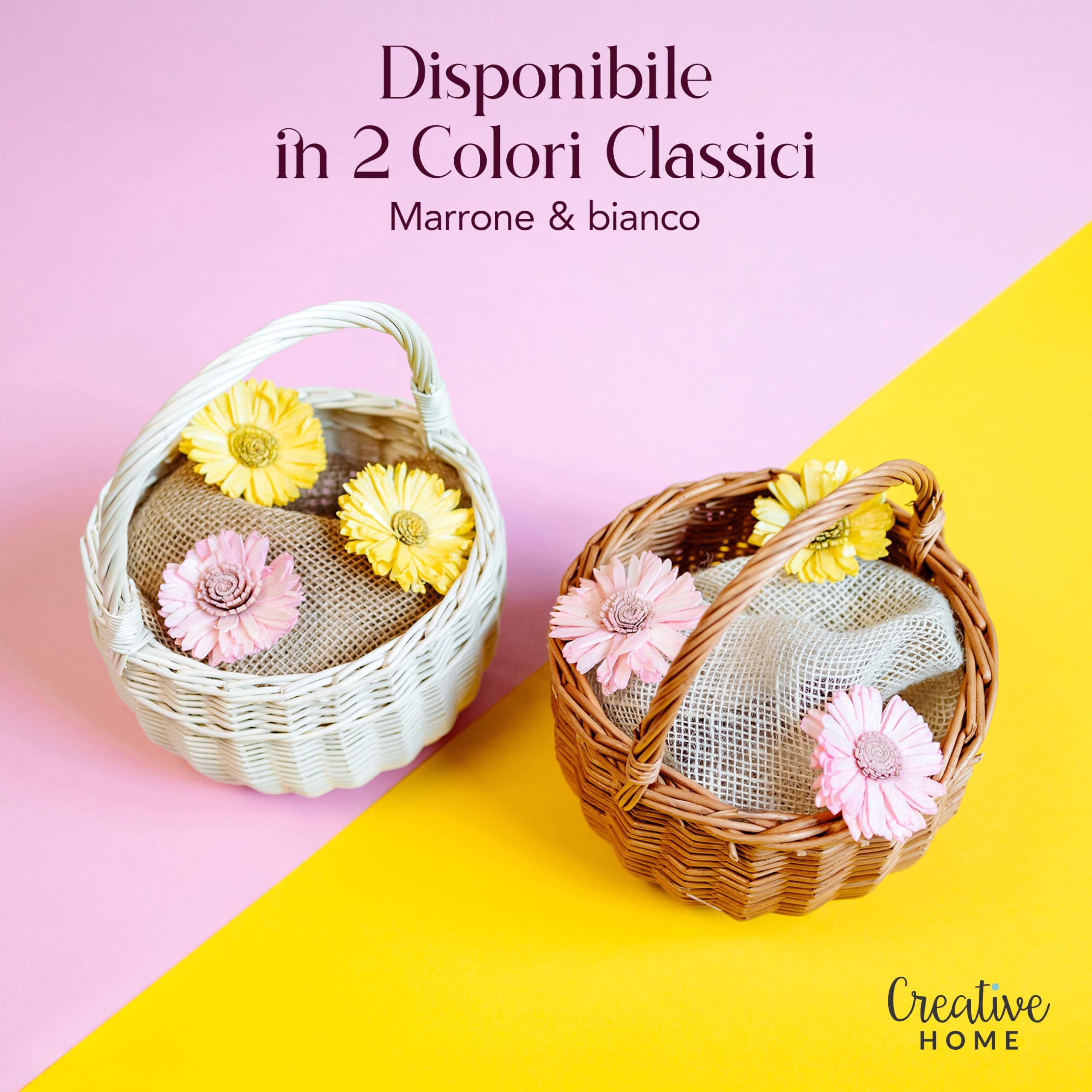 Creative Home Cestino Vimini Marrone 22x22x26 cm con Manico