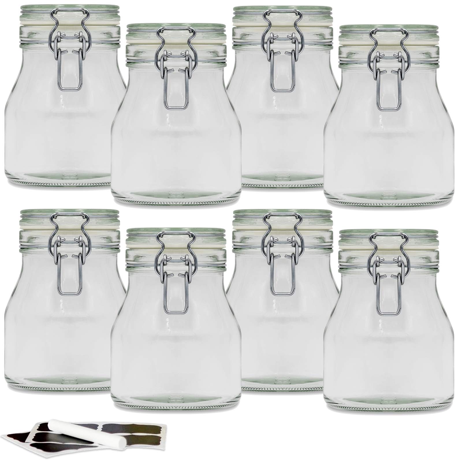 Creative Home Set 8 Barattoli Vetro Chiusura Clip 750 ml