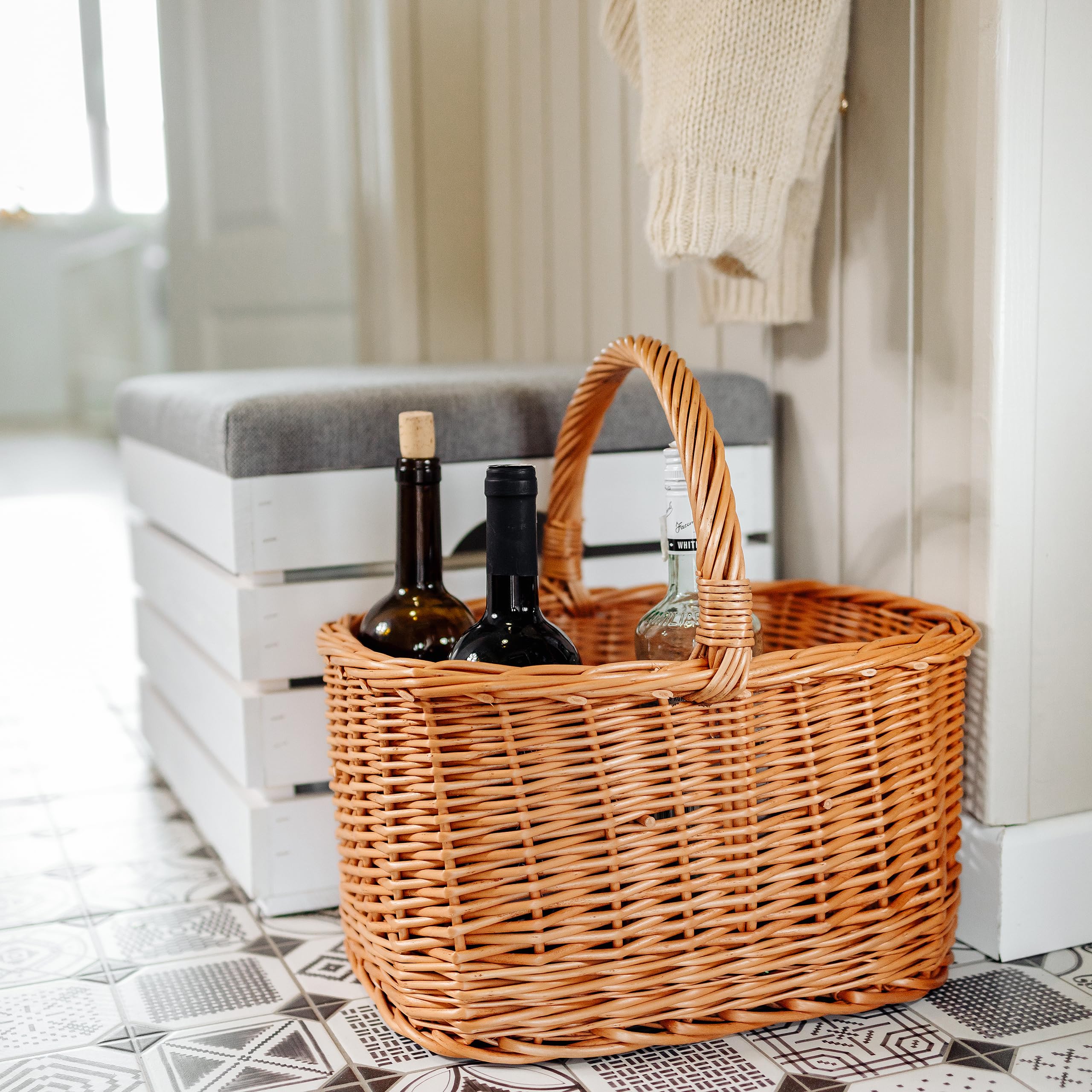 Creative Home Portabottiglie Vimini 40x31x38 cm 6 Bottiglie