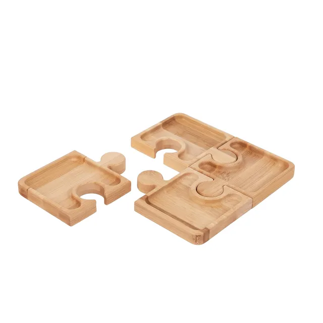 Inca vassoio aperitivo set 4 pezzi legno faggio portacalice