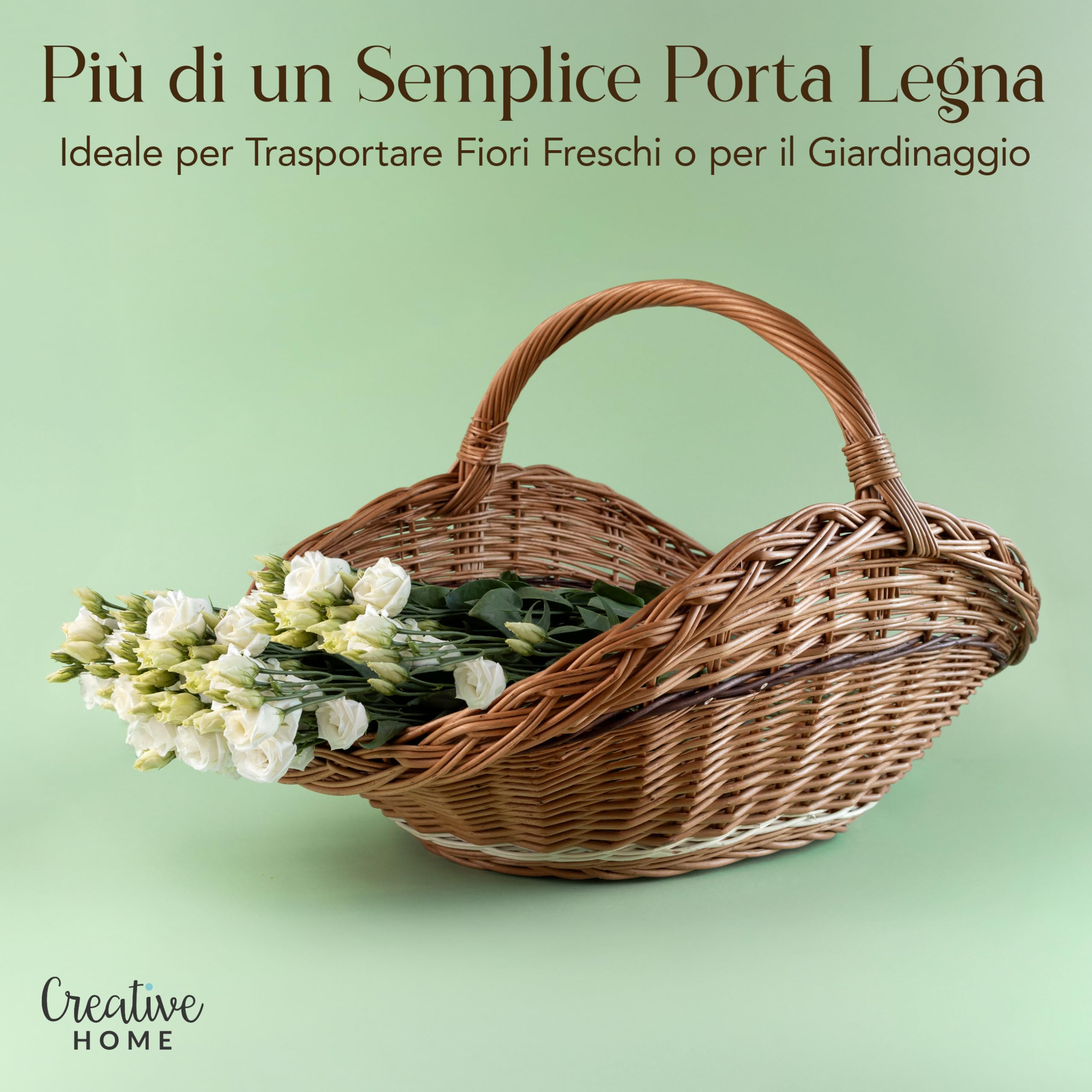 Creative Home Cesto Portalegna in Vimini 67x41x43 cm Marrone