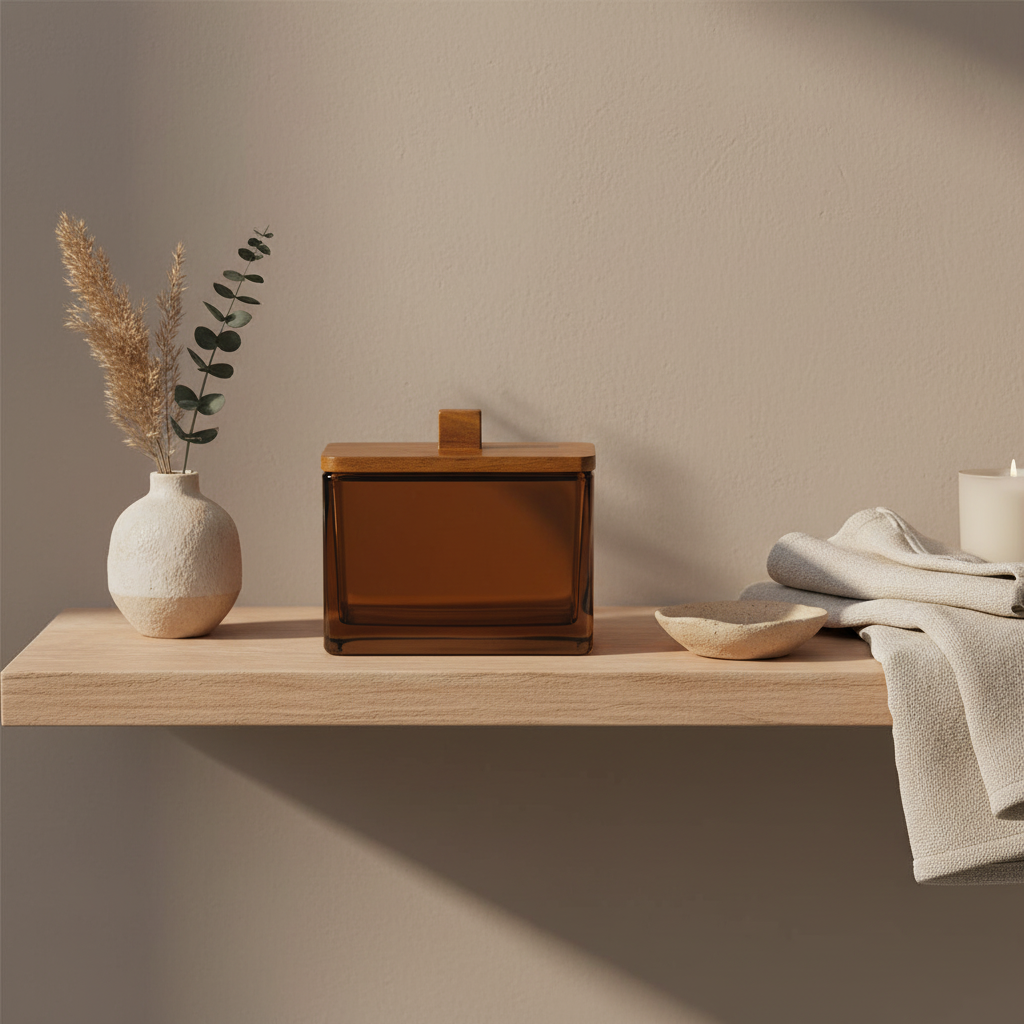 Andrea House Scatola Decorativa Vetro Marrone 11,5 cm