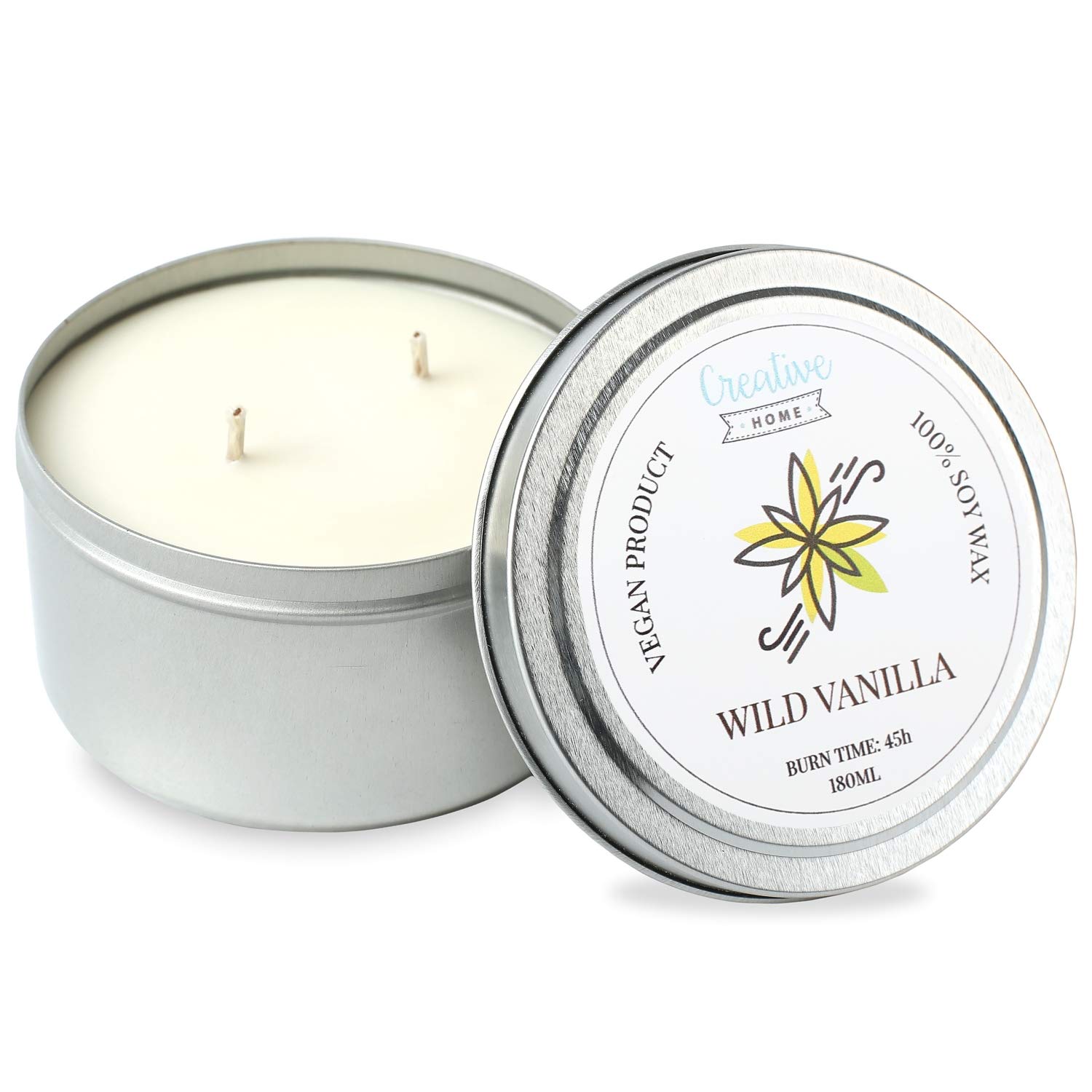Creative Home Candela Profumata Vaniglia 180 ml Cera di Soia