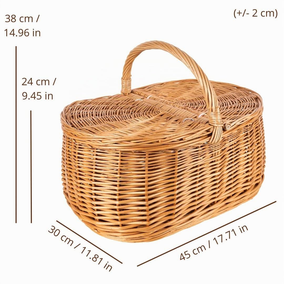 Creative Home Cestino Vimini con Coperchio 45x30x38 cm
