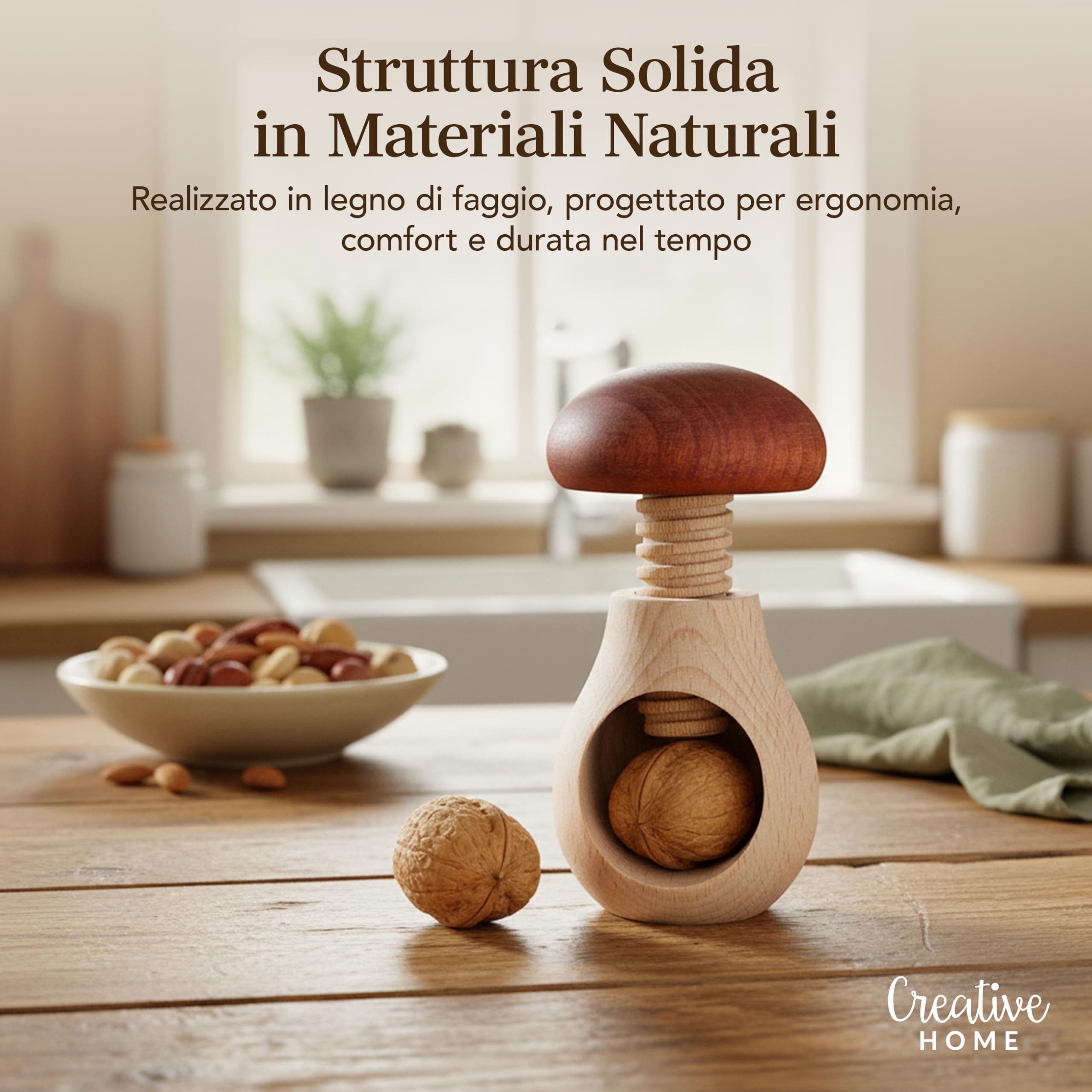 Creative Home schiaccianoci a fungo naturale in faggio
