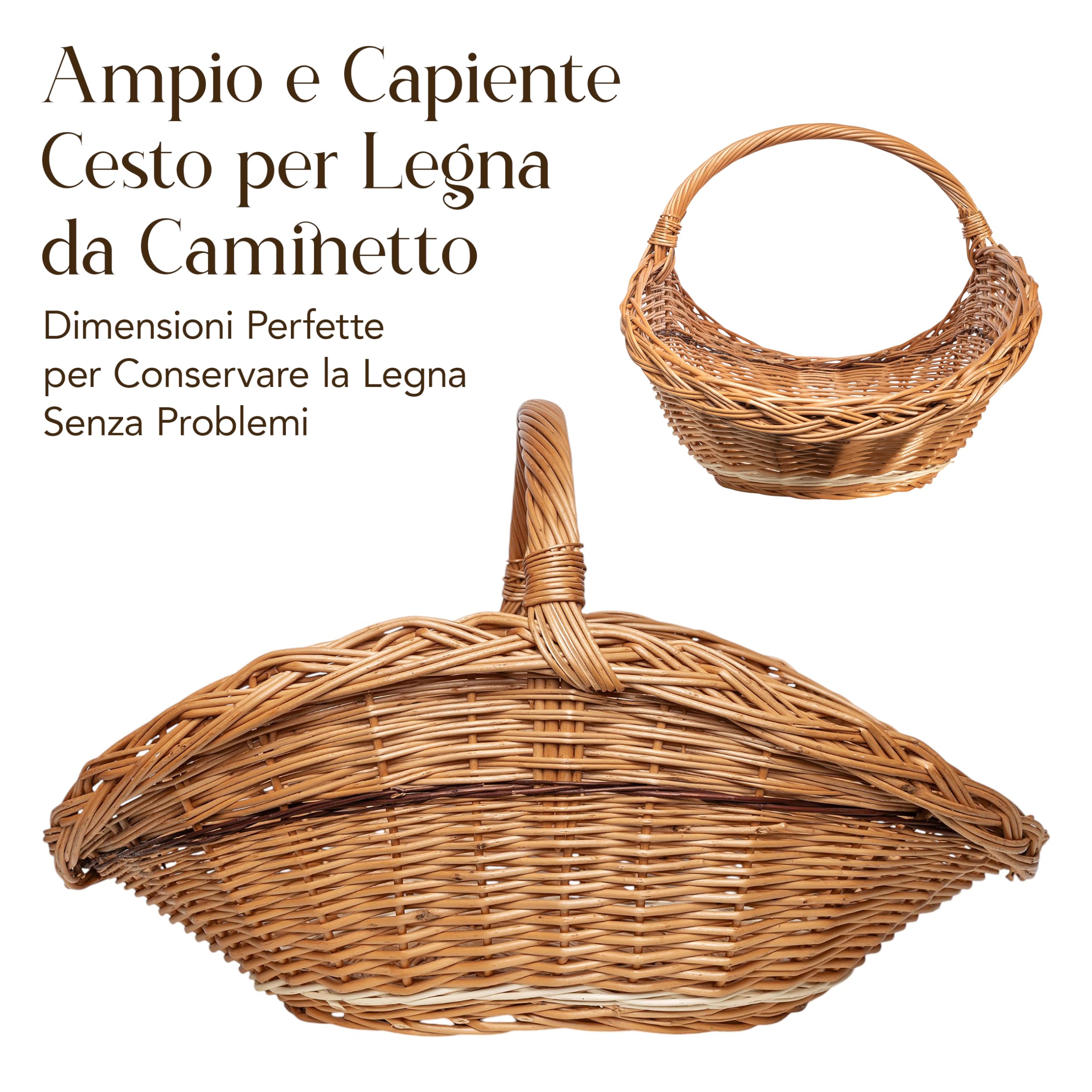 Creative Home Cesto Portalegna in Vimini 67x41x43 cm Marrone