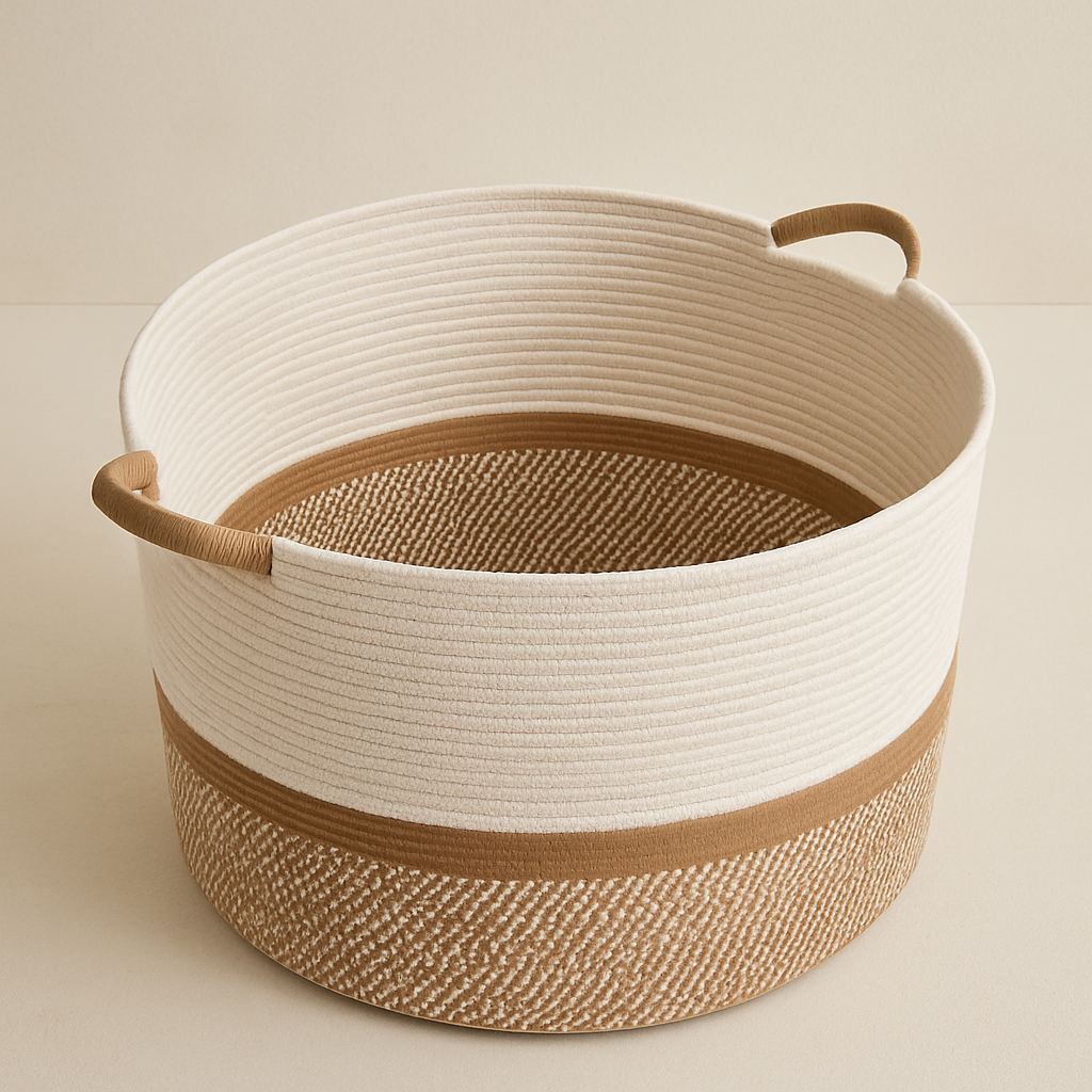 BELMIN cesta XL cotone neutro 50x33 cm con manici per coperte
