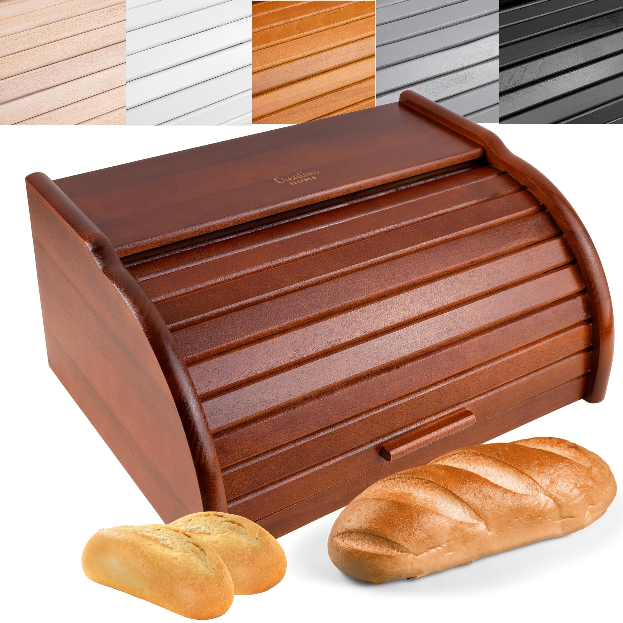 Creative Home Portapane Legno Coperchio Scorrevole 38 cm Marrone