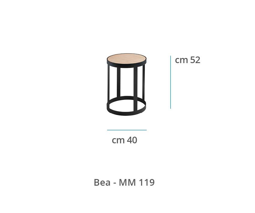 Mila Maurizi Maison Bea-1 tavolino in ferro e faggio