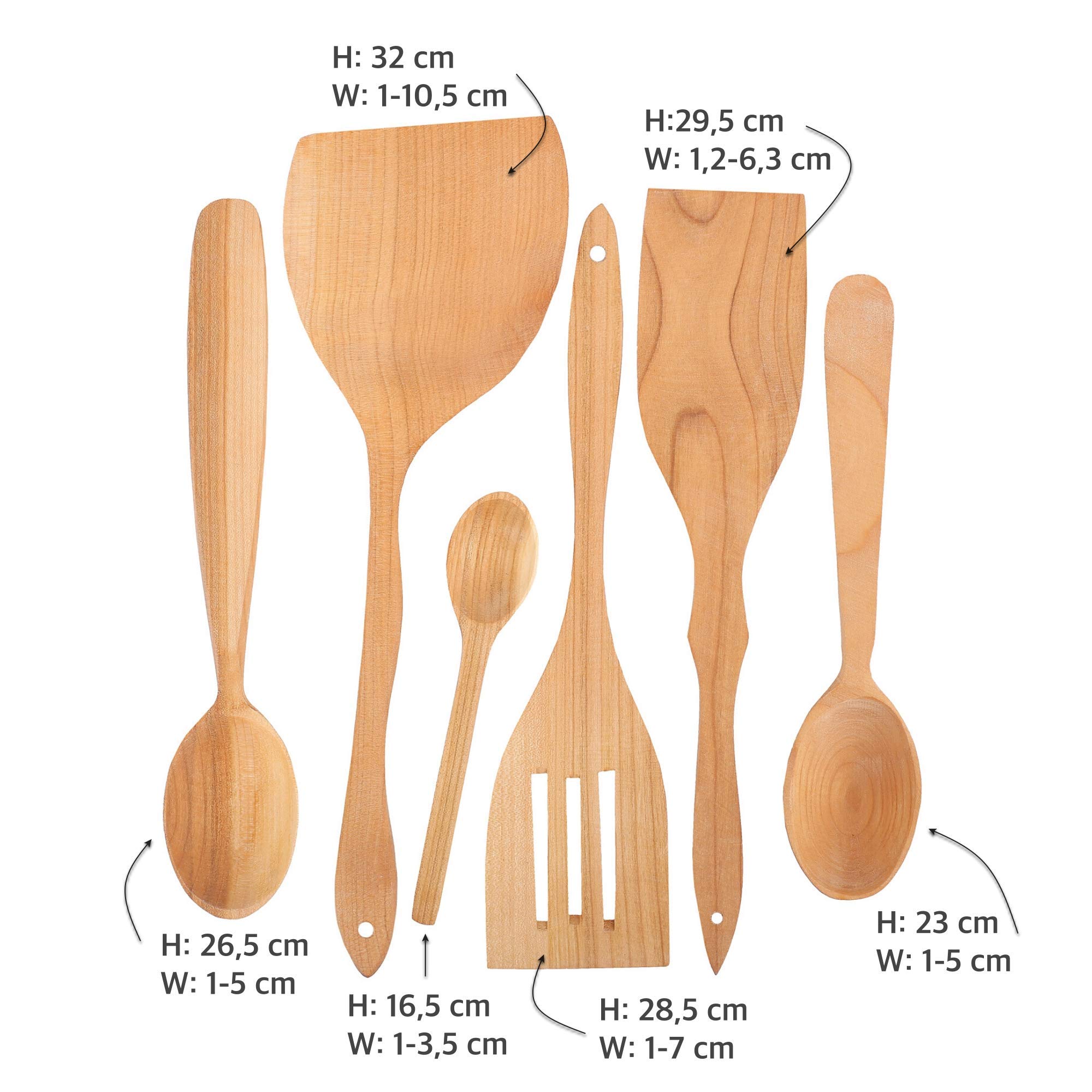 Creative Home Set 6 Utensili Cucina Legno di Ciliegio
