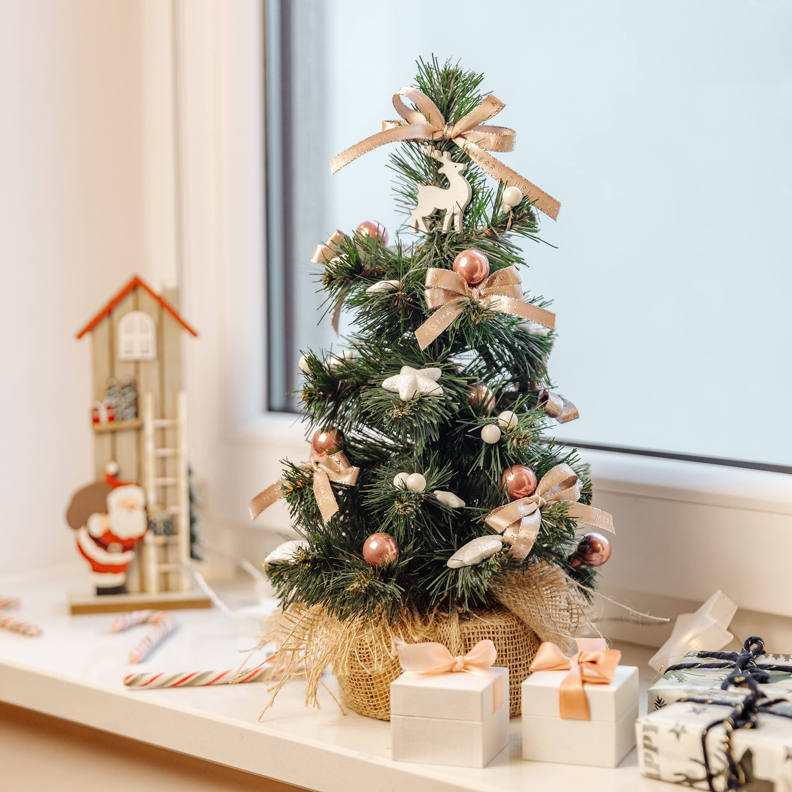 Creative Home Albero di Natale Artificiale 30 cm con Base Juta